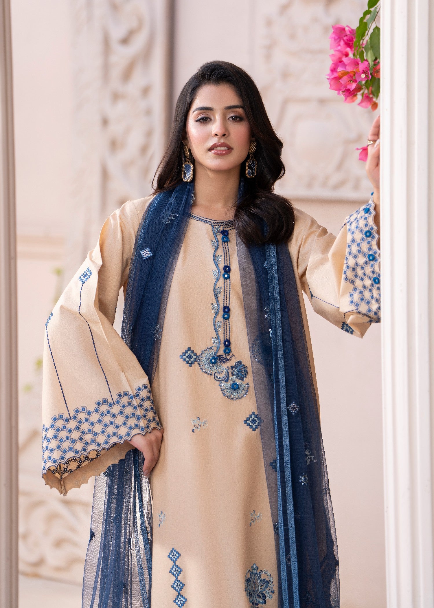 cambric Kurta Set in Buttercream