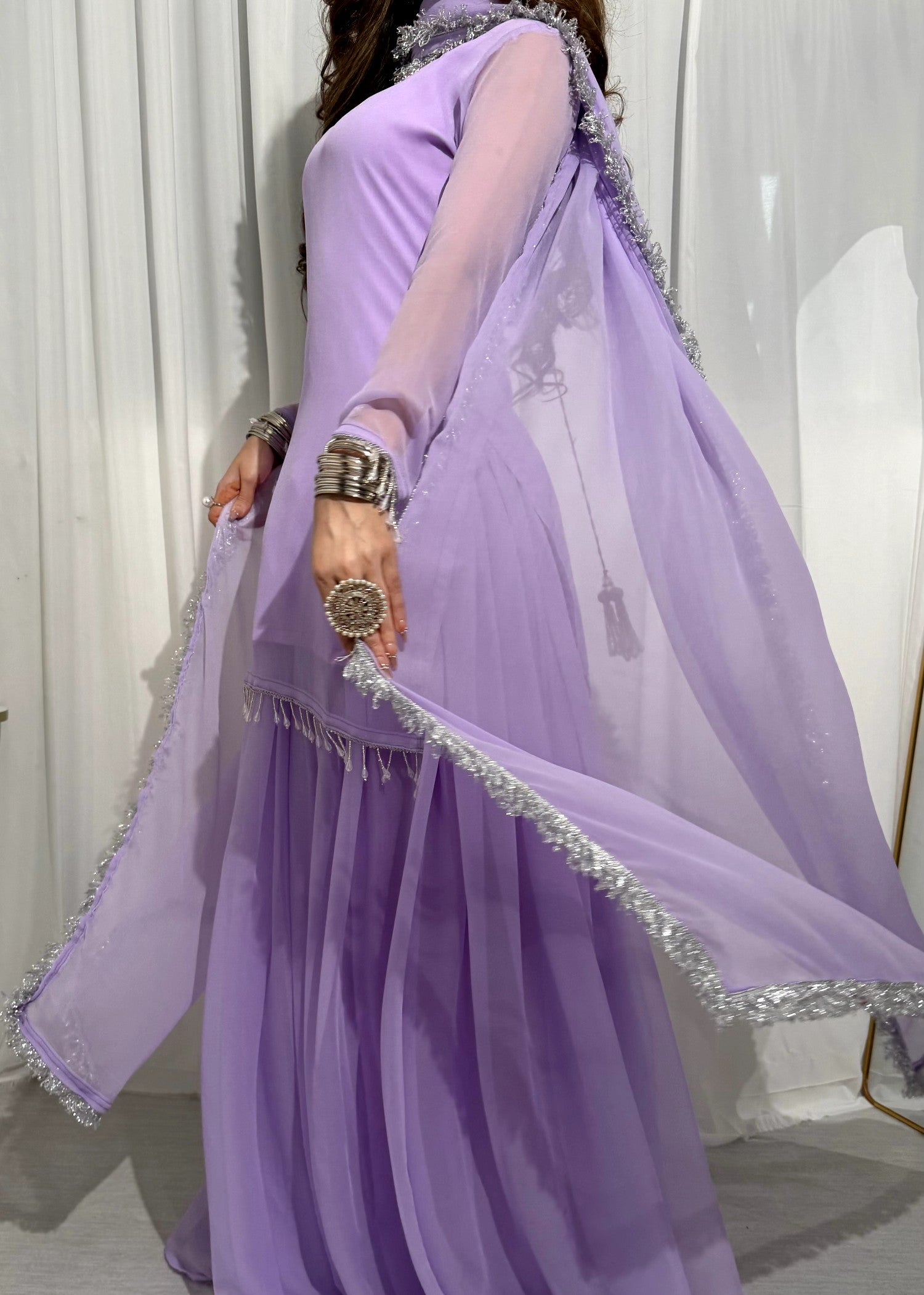 bemberg crinkle chiffon Sharara in Mauve