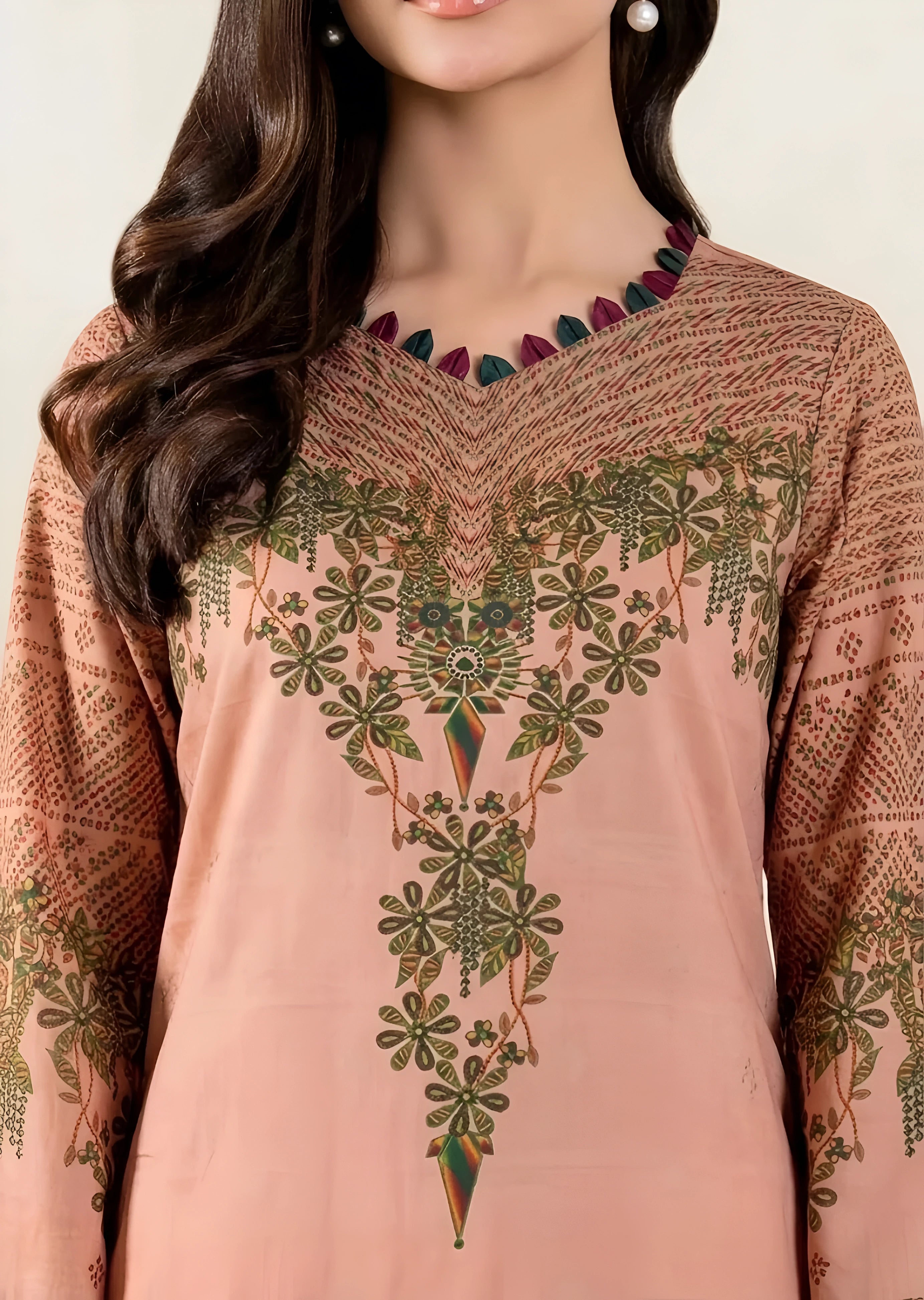 poly lawn Kurta Set in Earth brown