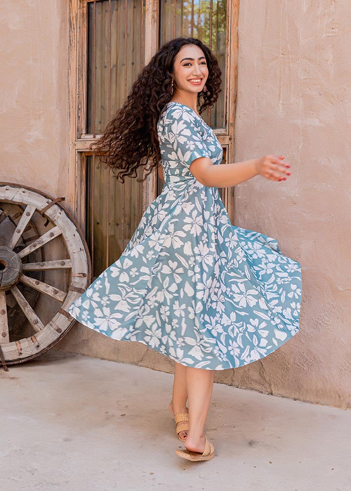 silk Dress in Ice blue