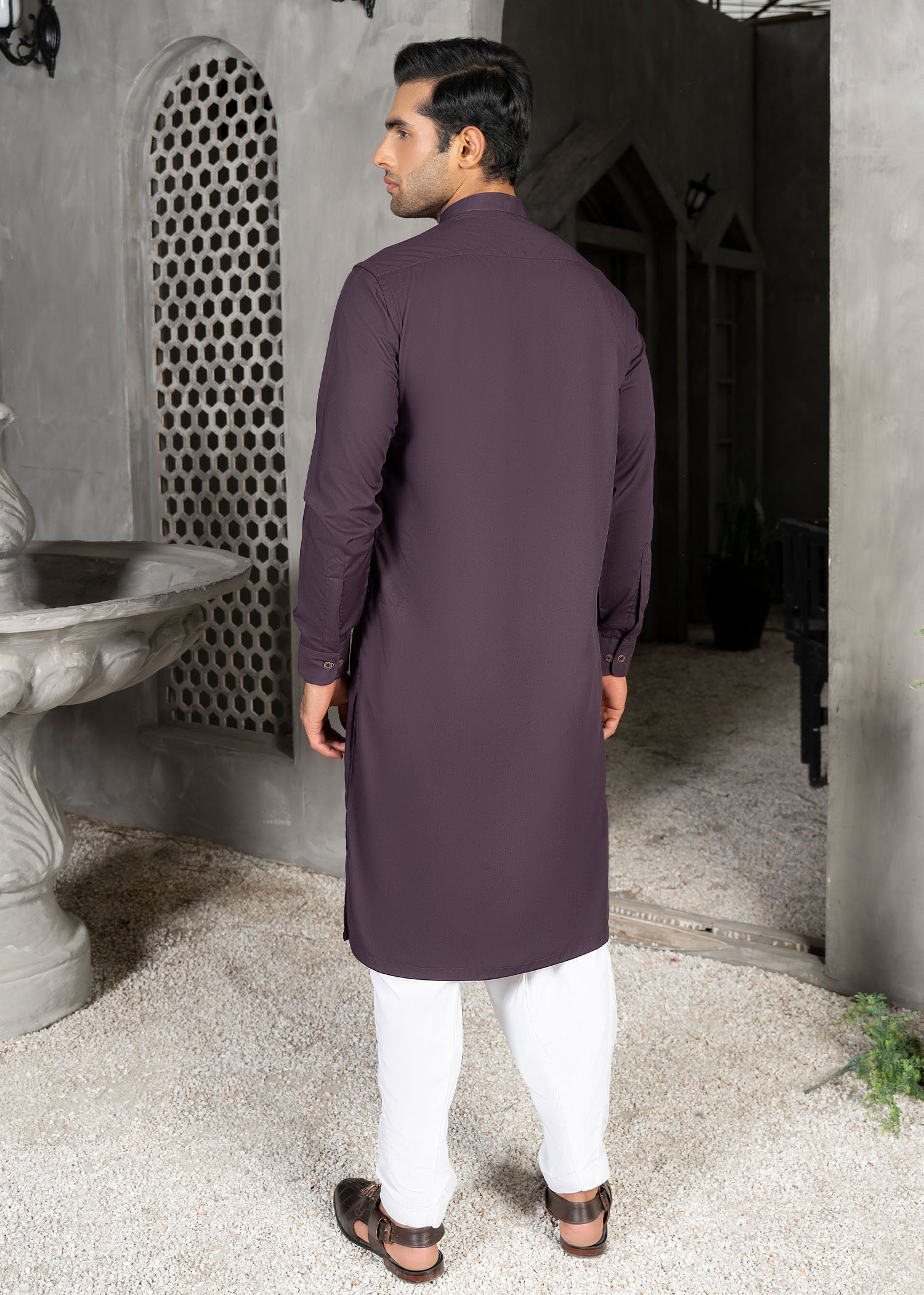 wash & wear Kurta Set in Plum by Thread & Weave By Zeplar