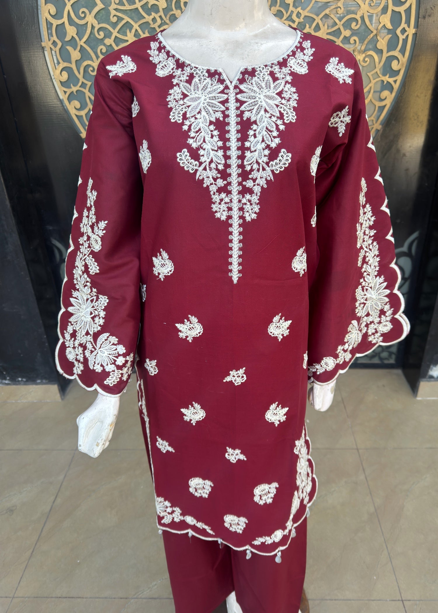 pure cotton Kurta Set in Maroon
