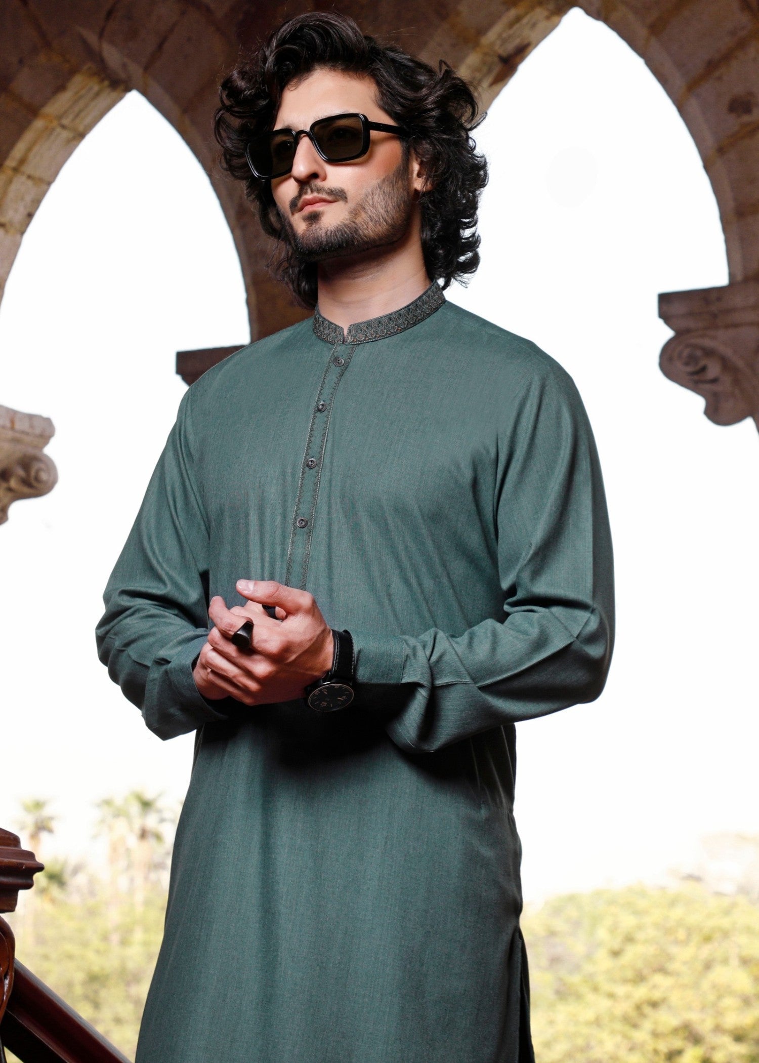 wash & wear Shalwar Kameez in Green