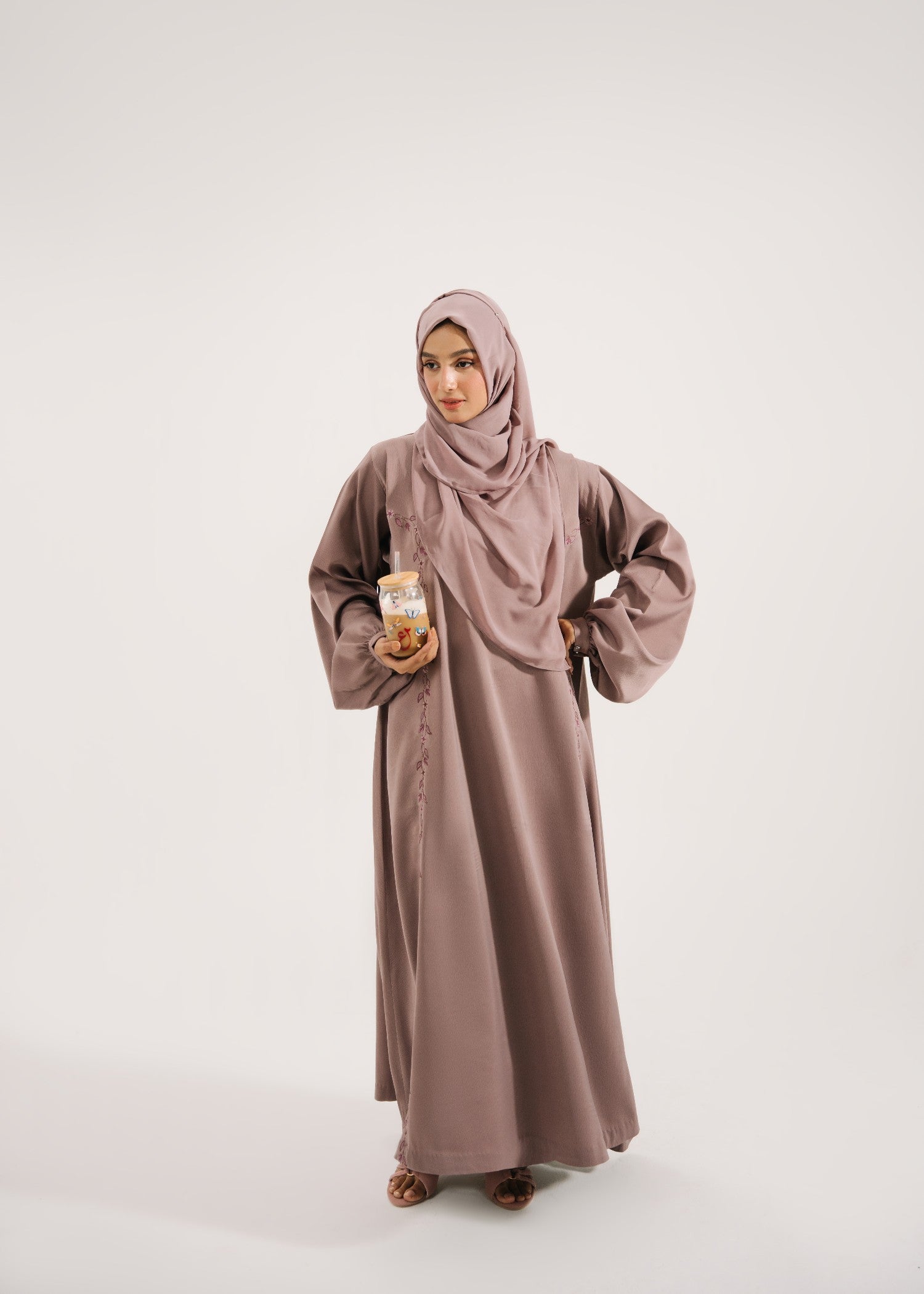 crepe Abaya in Coffee brown