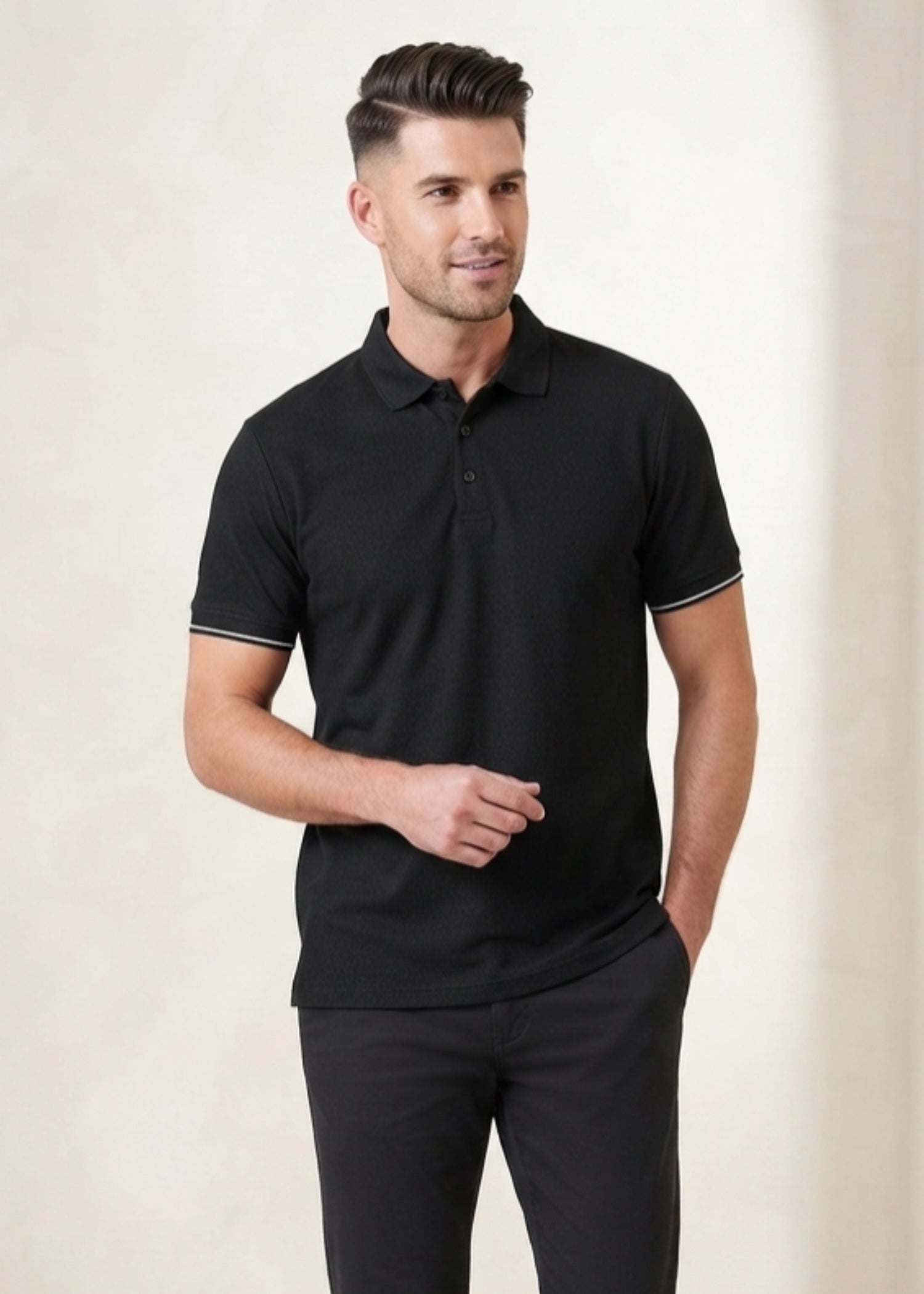 polyester Polo Shirt in Jet black