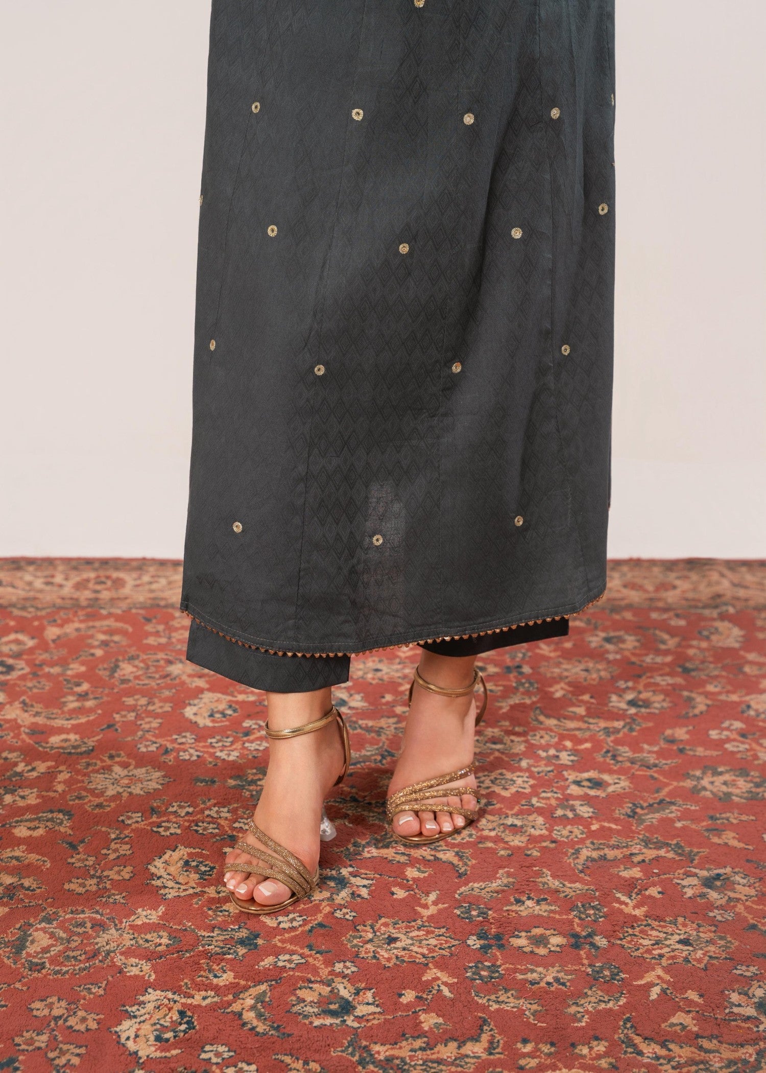 cotton Pishwas in Dark grey