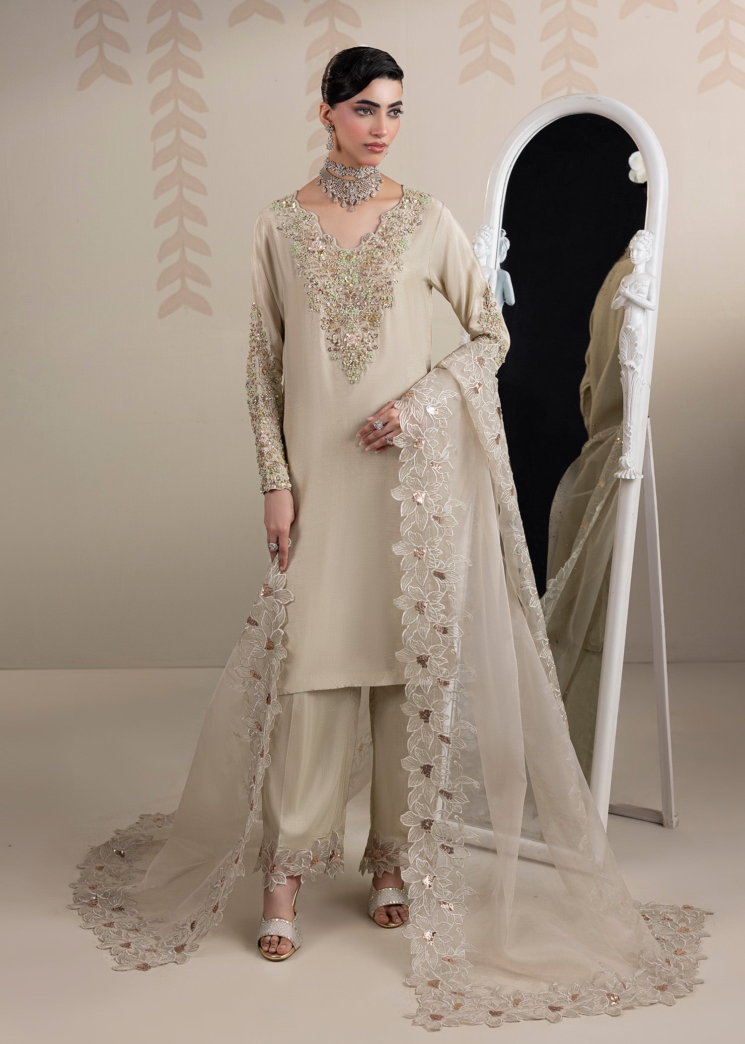 raw silk Kurta Set in Grey