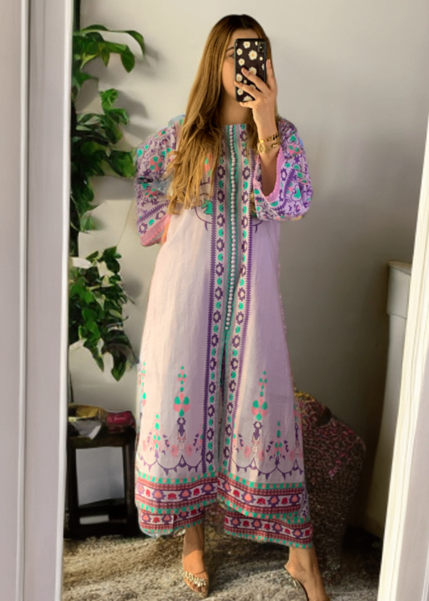 khaddar Kurta Set in Lilac