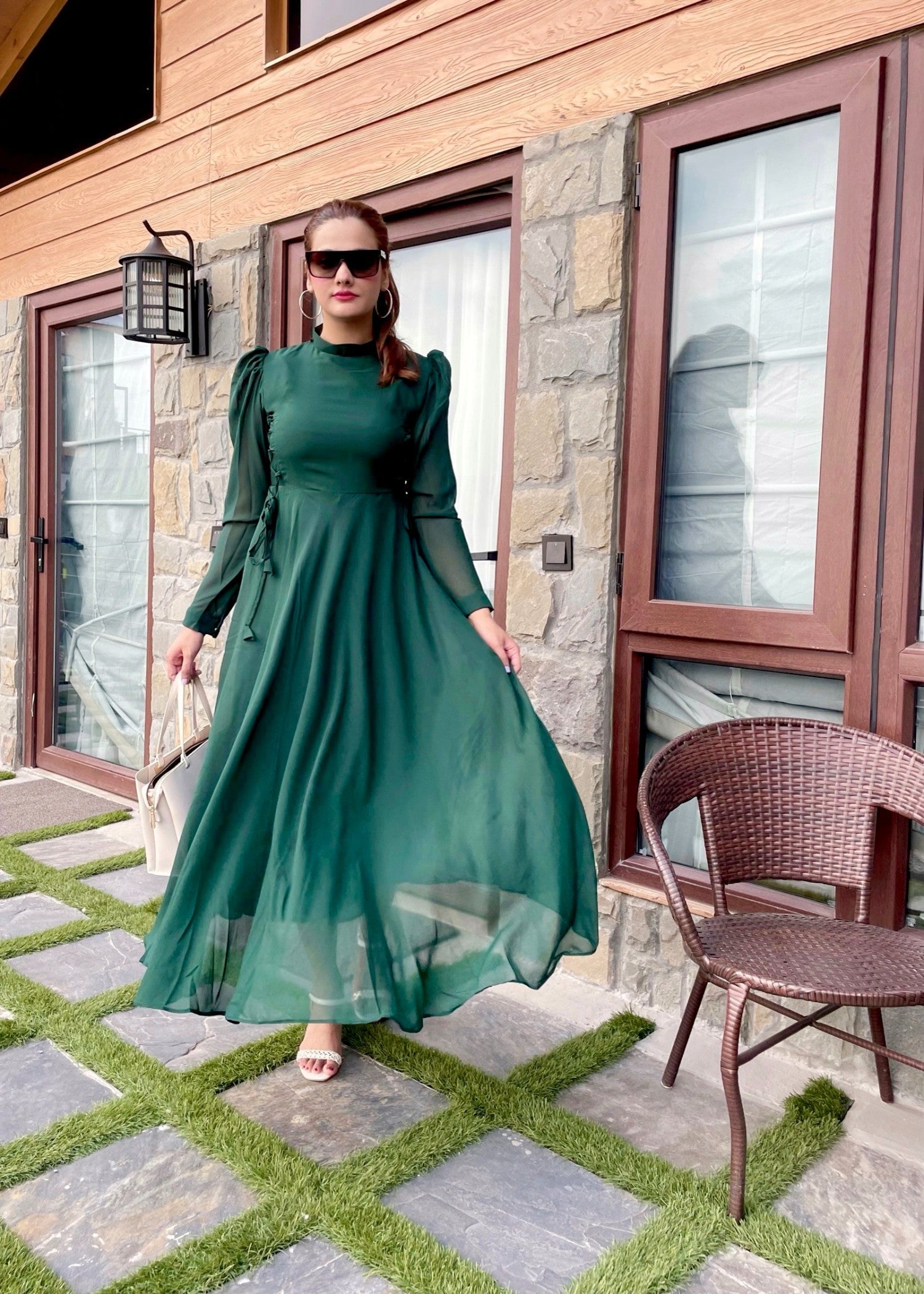 chiffon Frock in Green