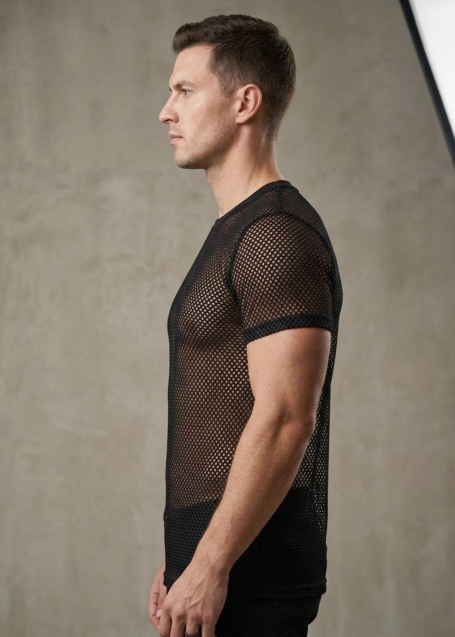 pearl mesh net T Shirt in Black