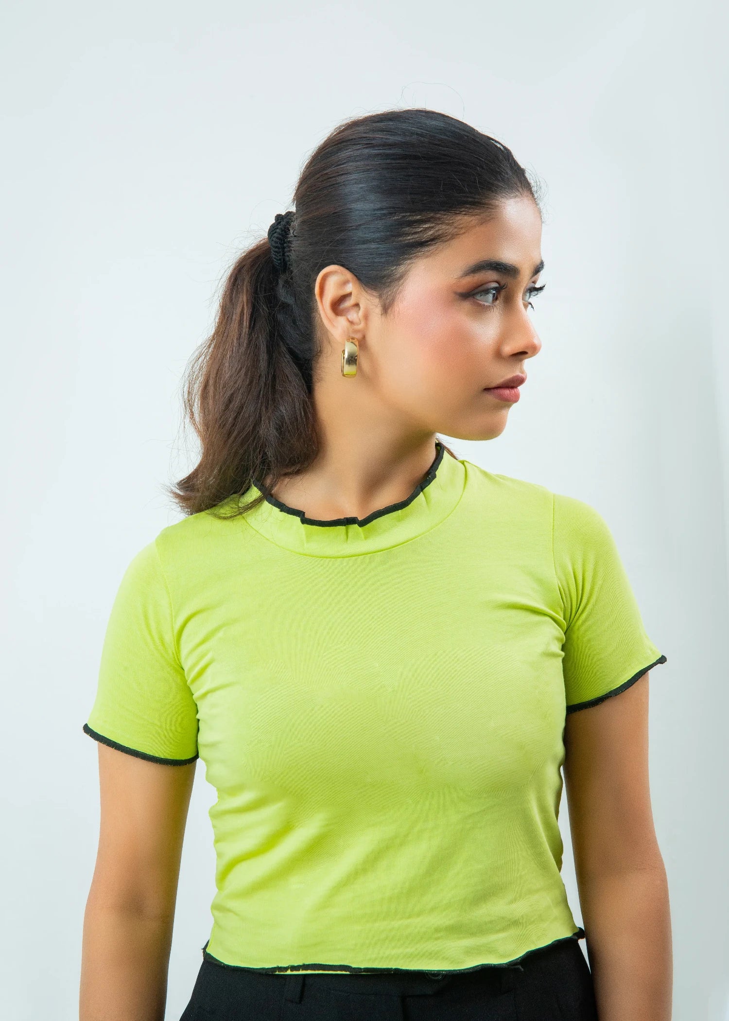 cotton jersey Top in Neon green