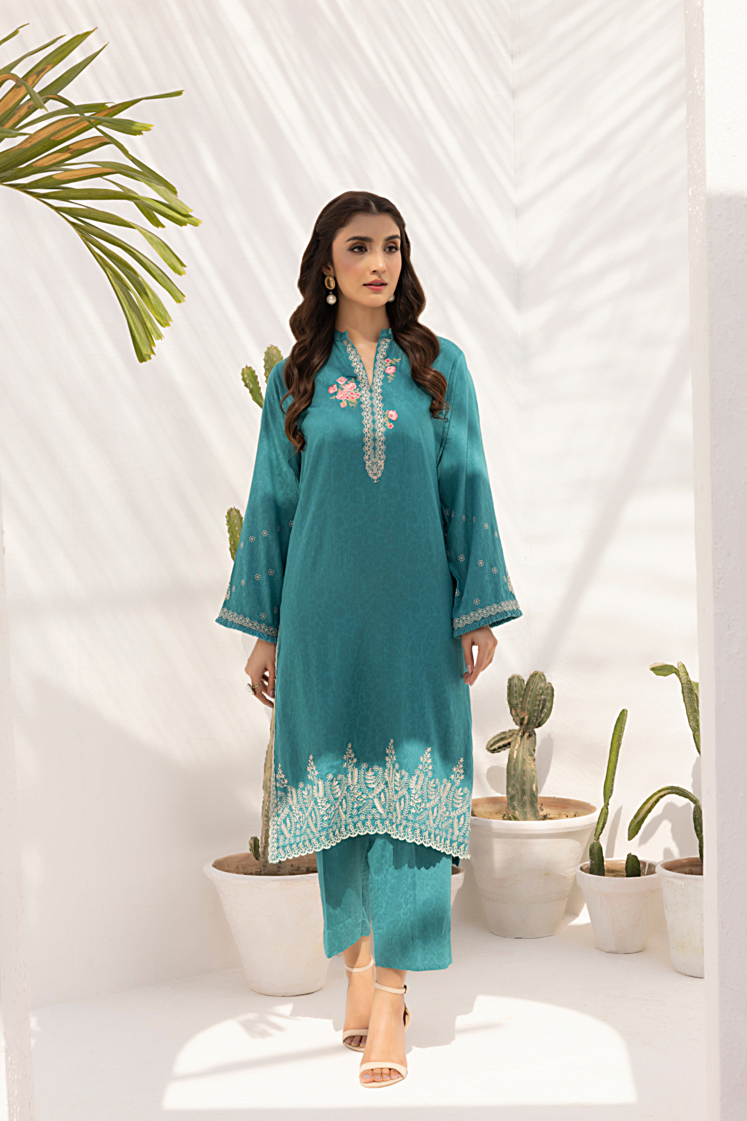 viscose Kurta Set in Teal