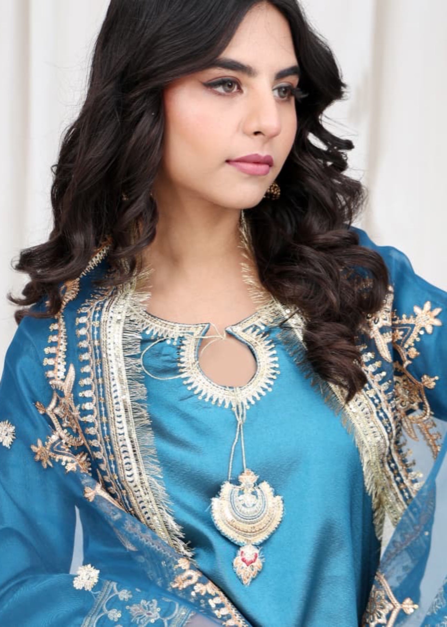 silk Kurta Set in Carolina blue