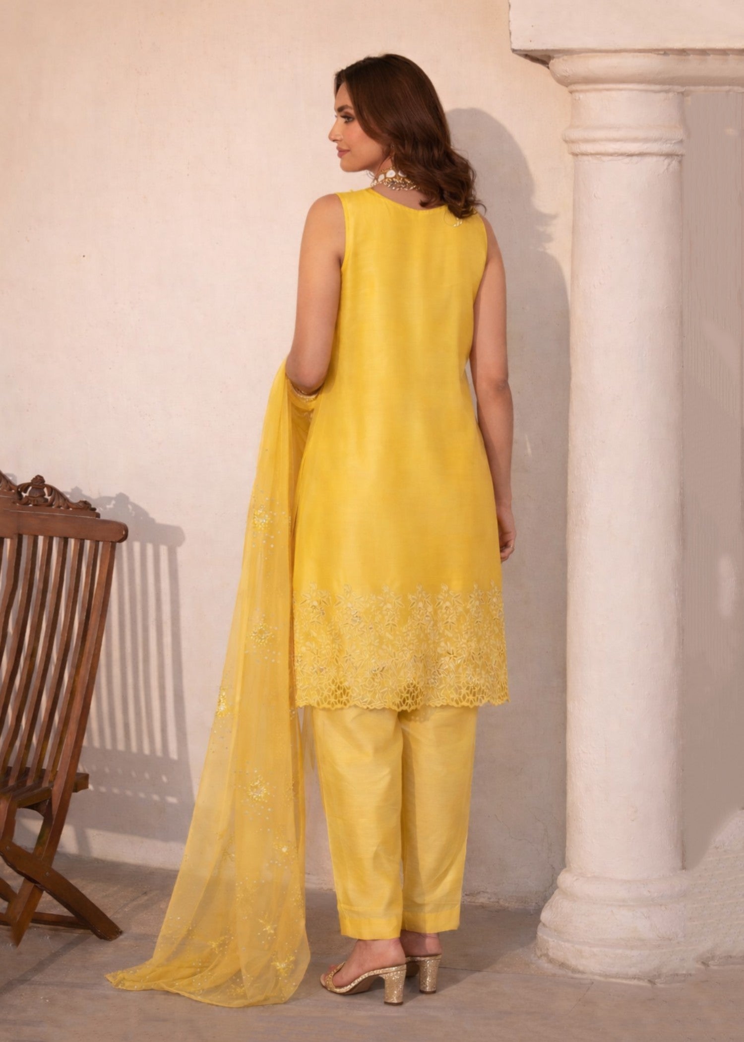 silk Kurta Set in Sunflower