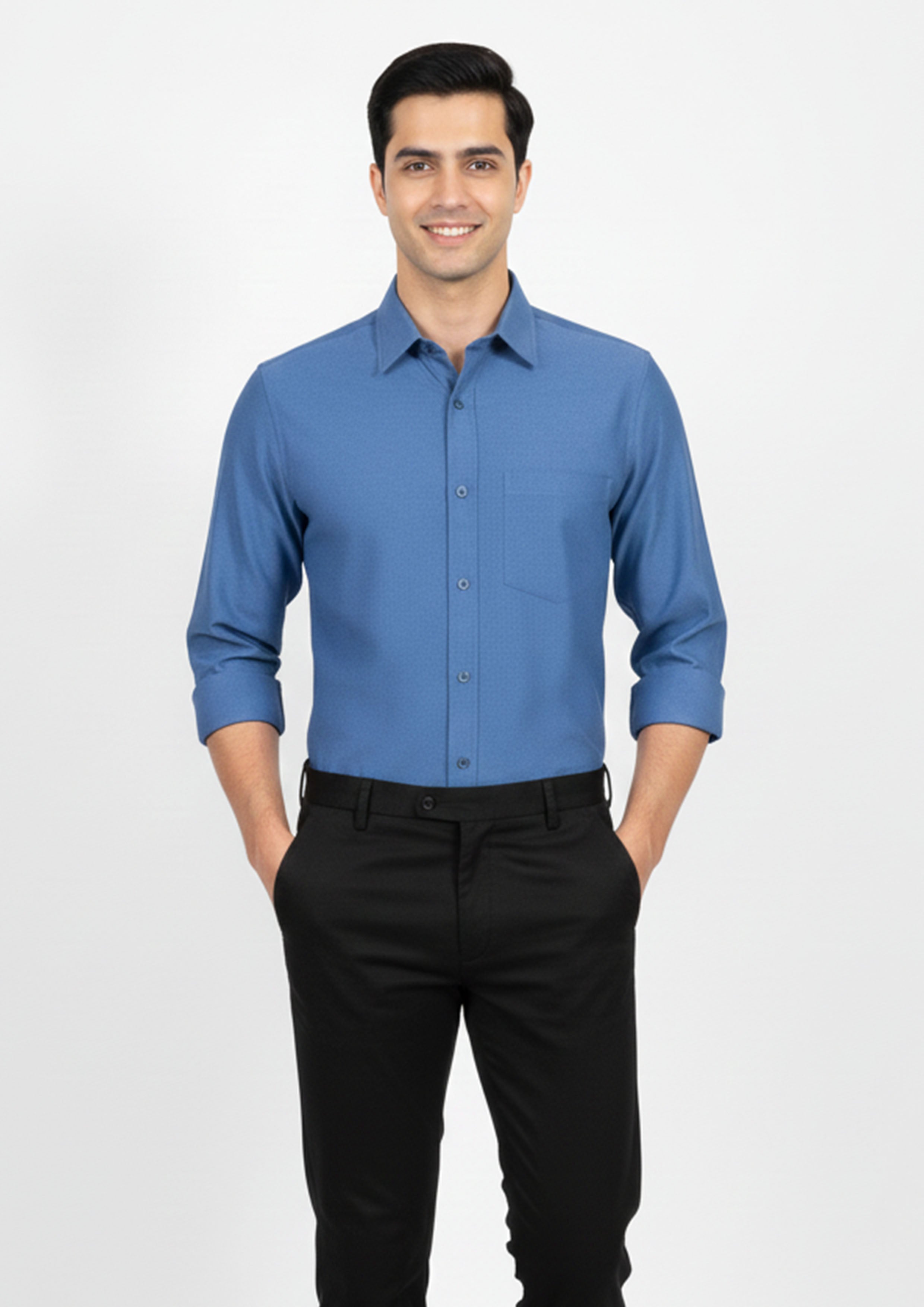 cotton Formal Shirt in Dark blue