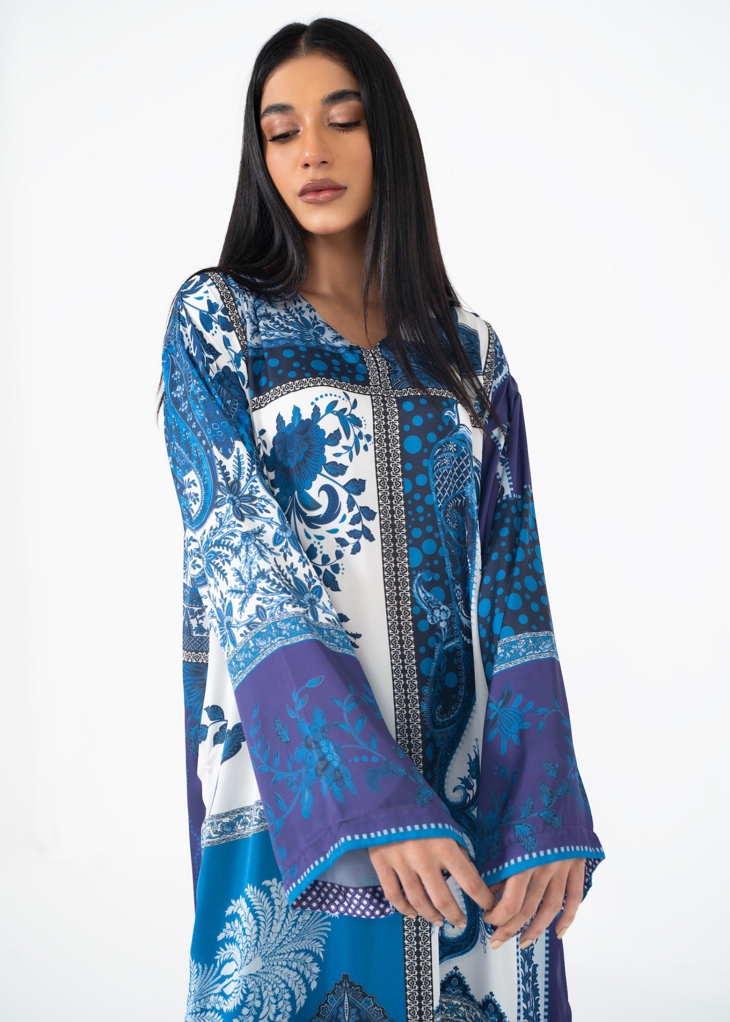 satin silk Kurti in Blue