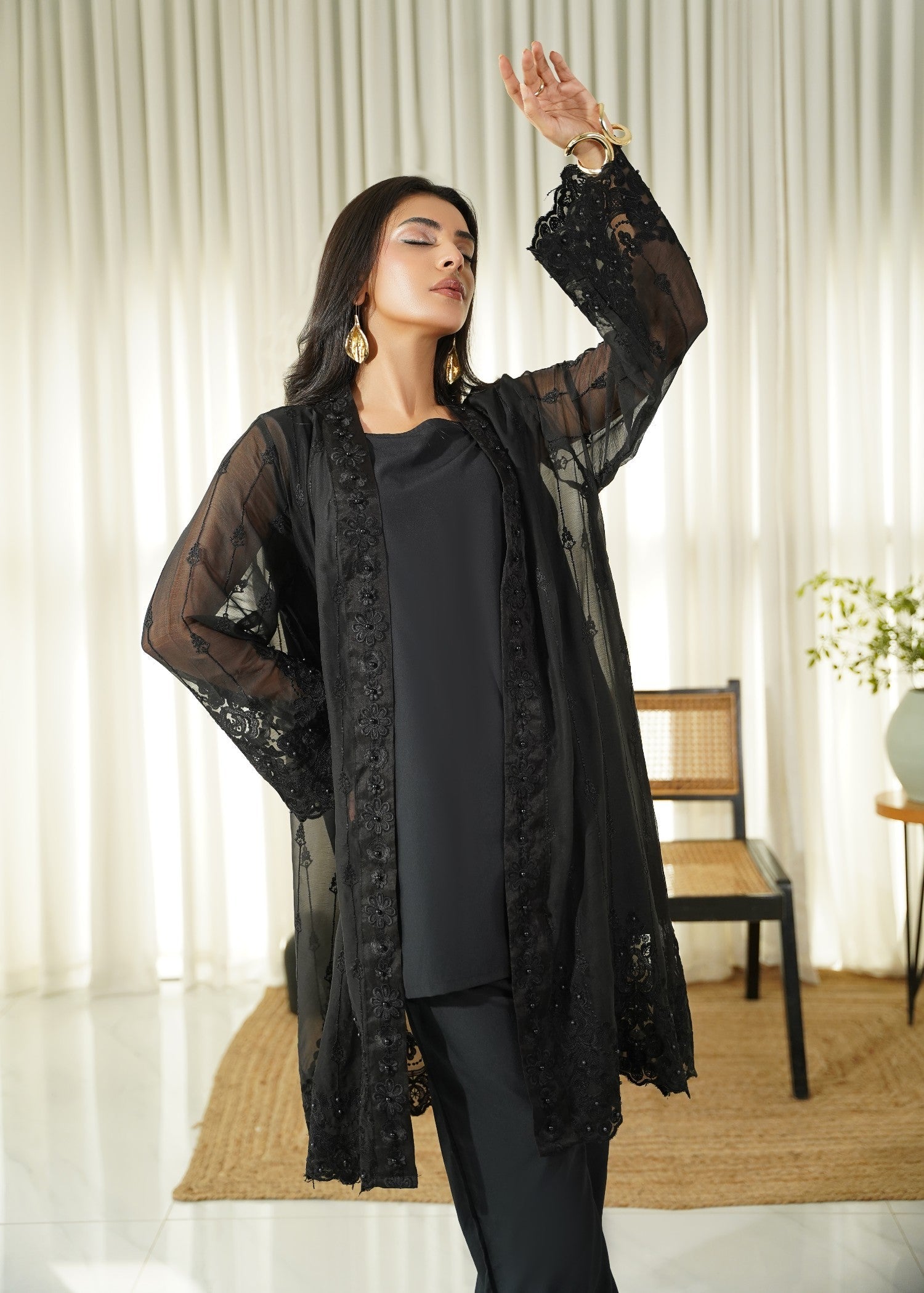 crepe Gown in Black