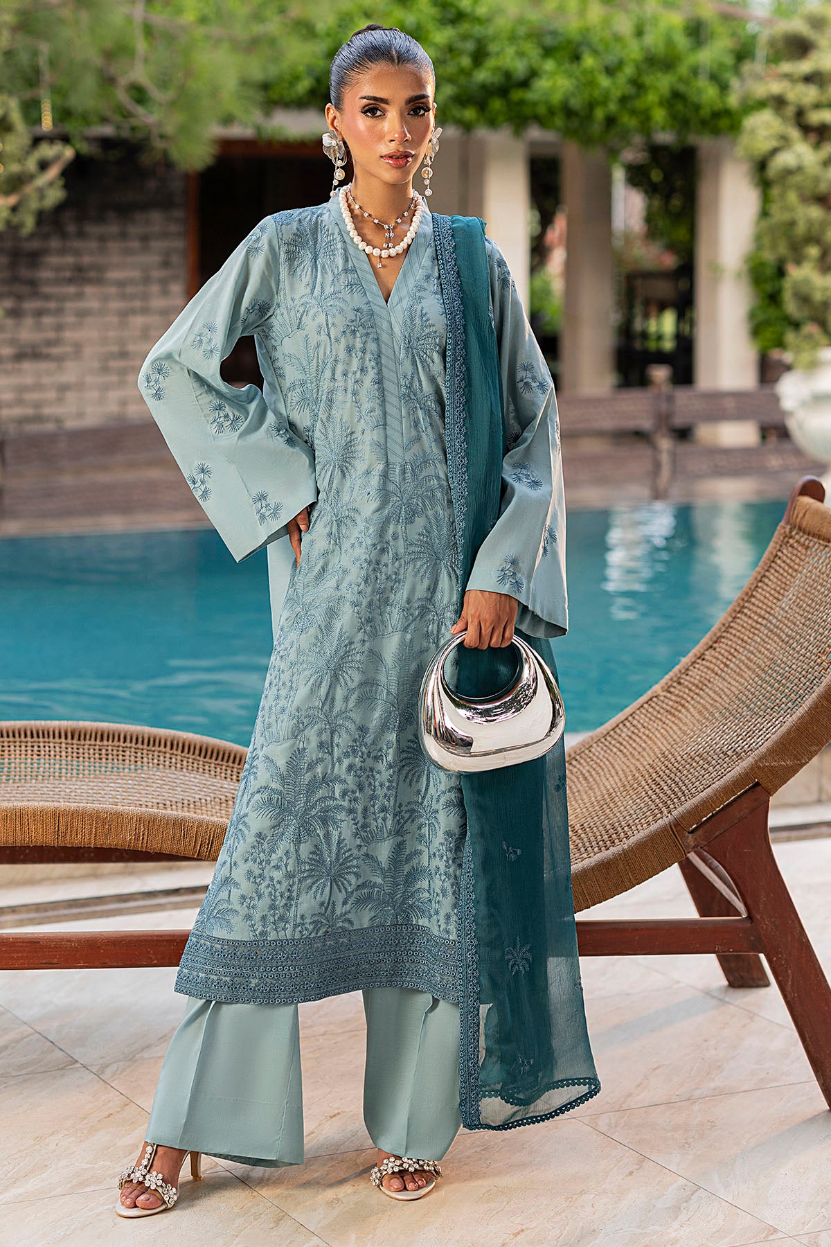 lawn Unstitched in Light blue