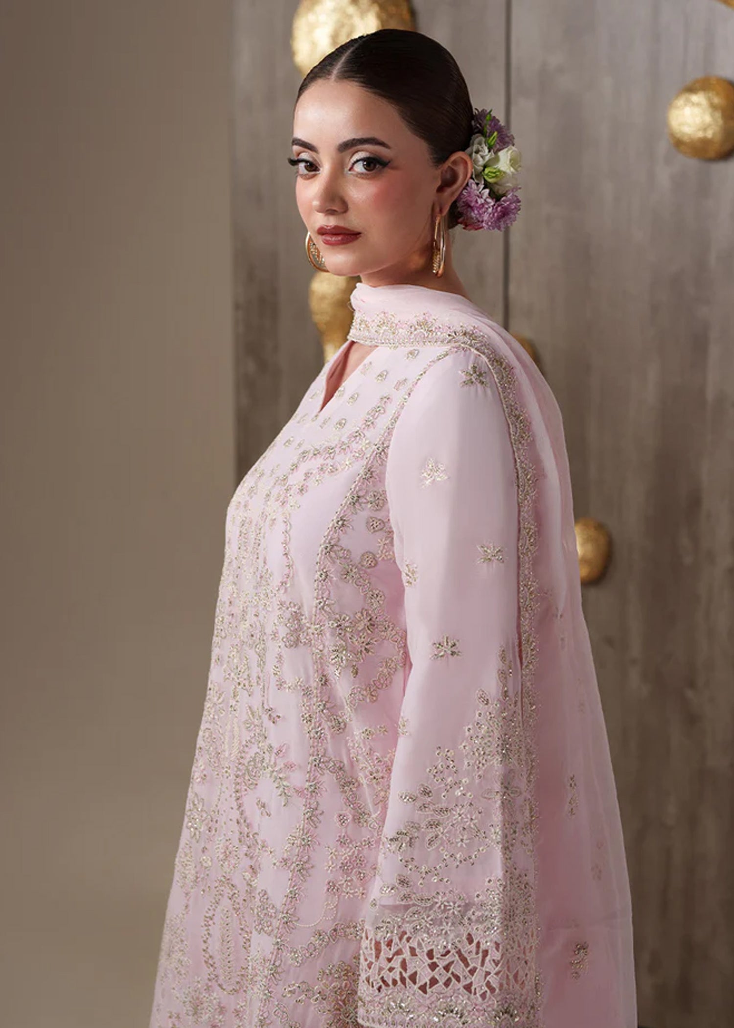 chiffon Unstitched in Blush pink, pastel pink
