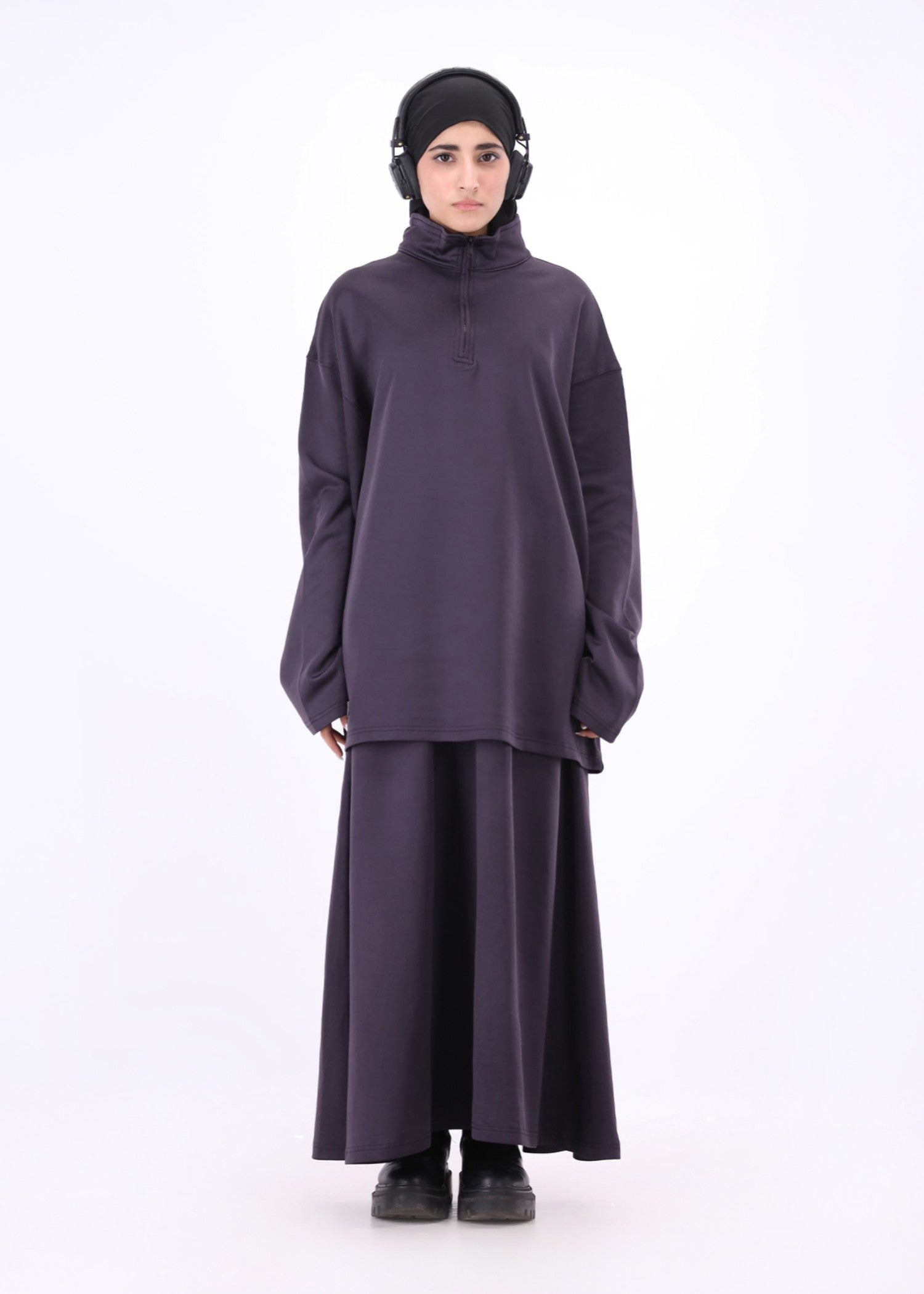 interlock knit Skirt in Egg plant