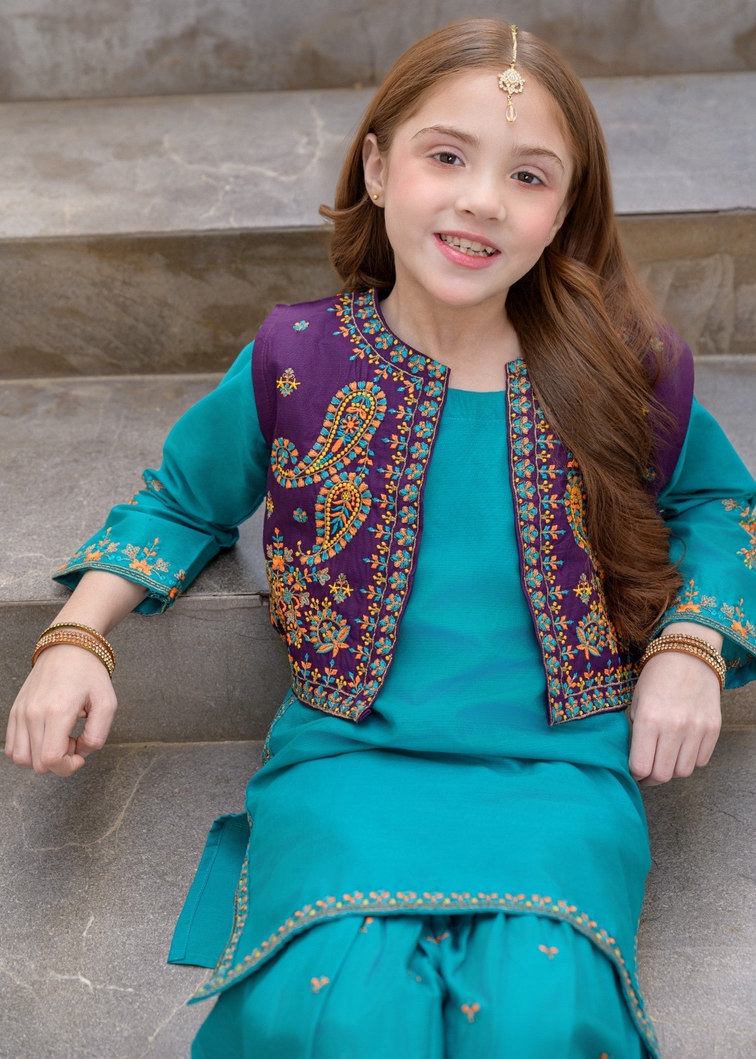 cotton Gharara in Teal