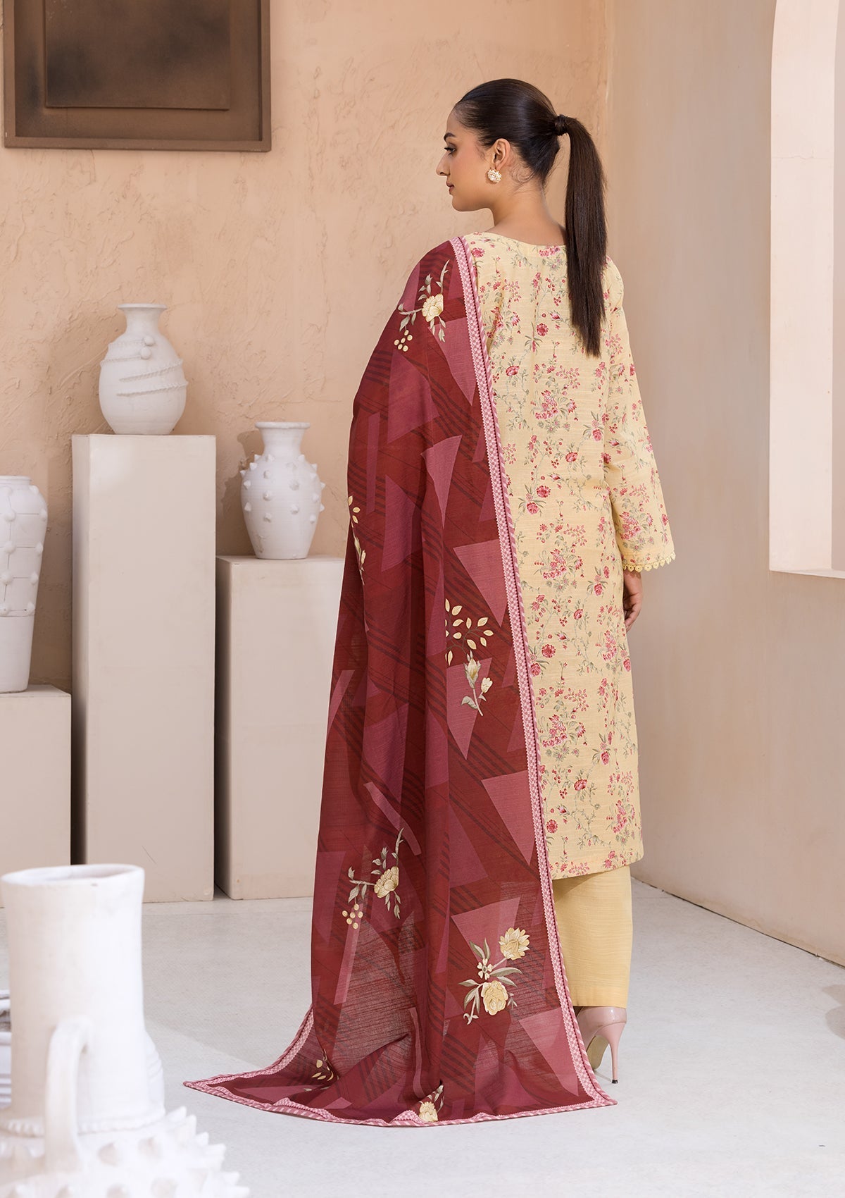 khaddar Kurta Set in Yellow