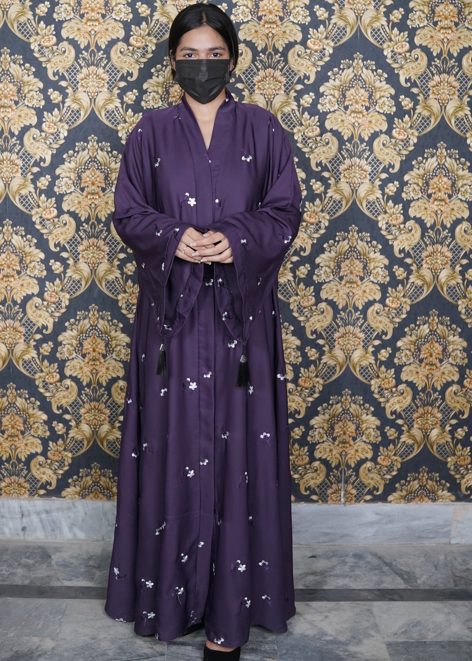 thai silk Abaya in Plum
