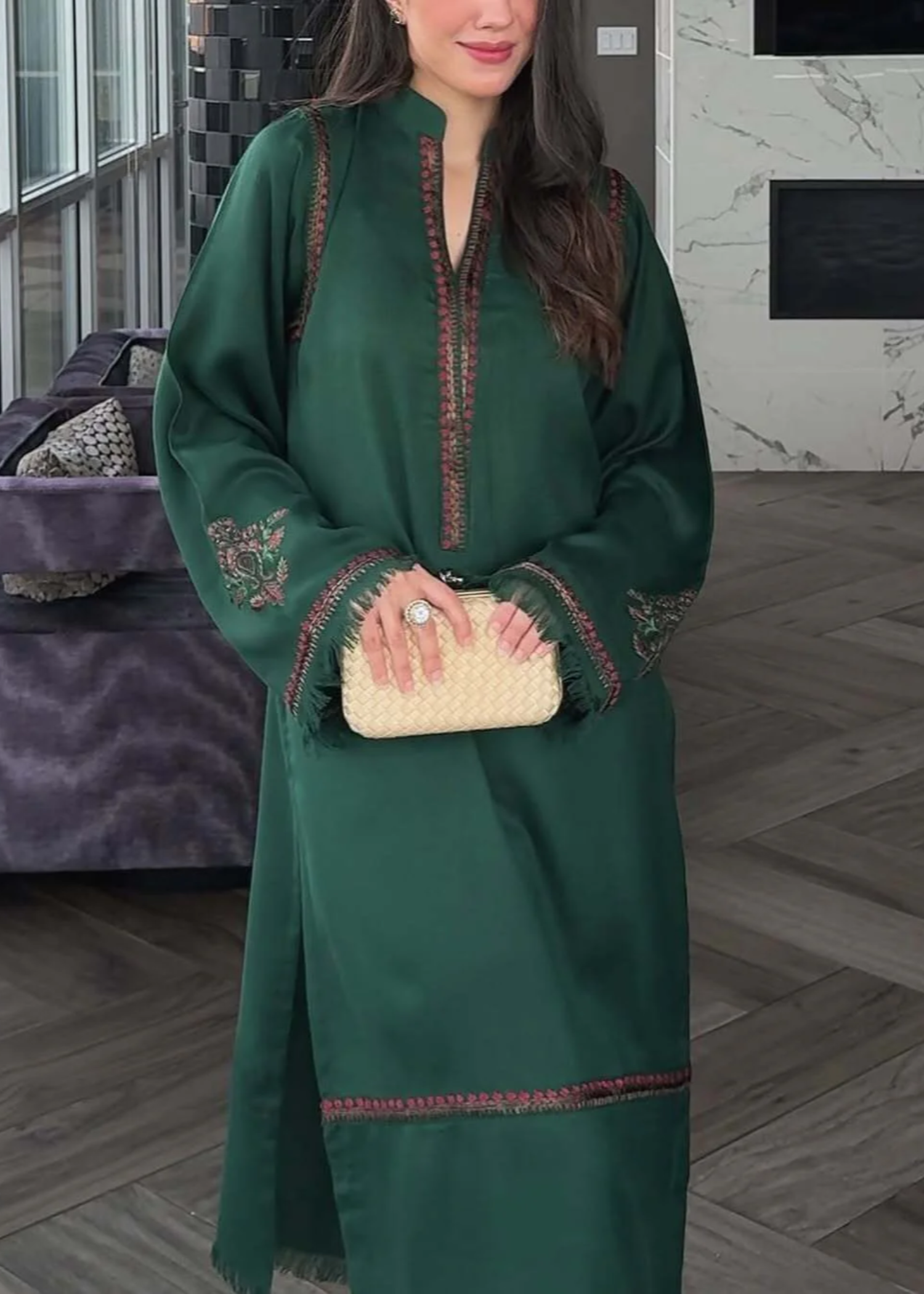marina Kurta Set in Dark green
