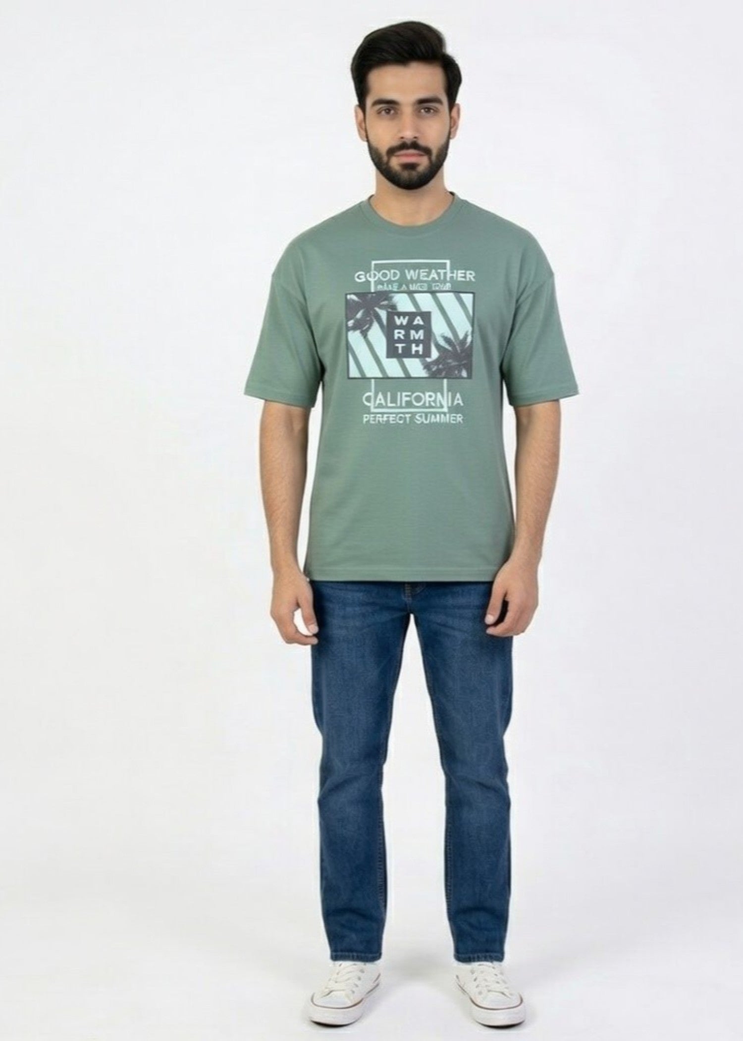 single jersey knit T Shirt in Emerald green