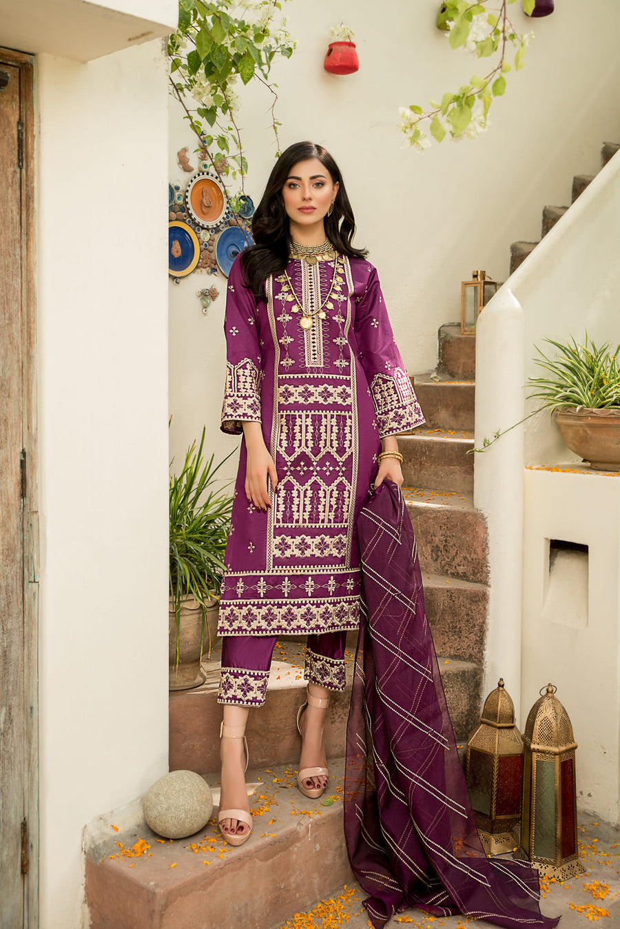 cotton Kurti in Plum