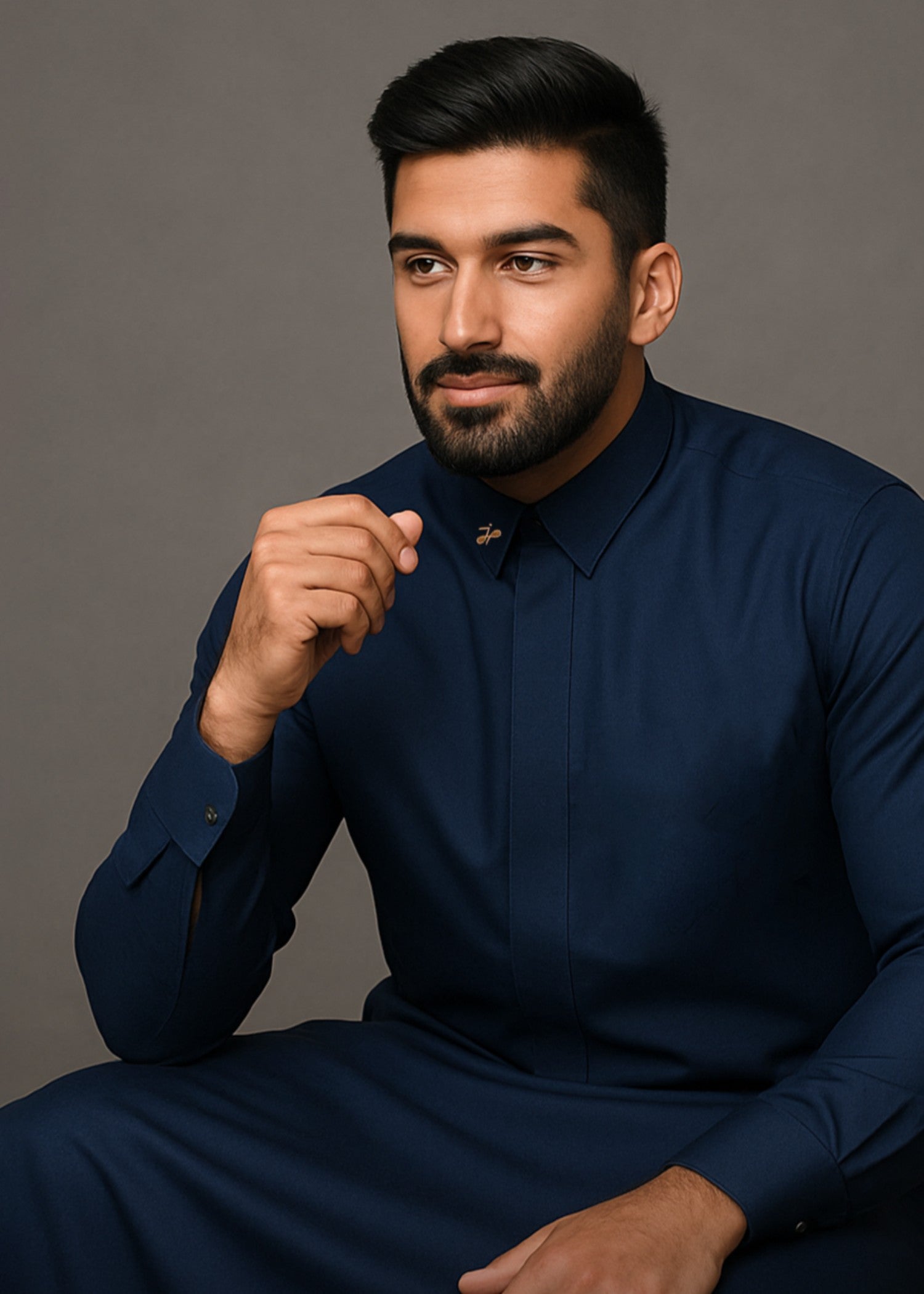 wash & wear Kurta in Navy blue