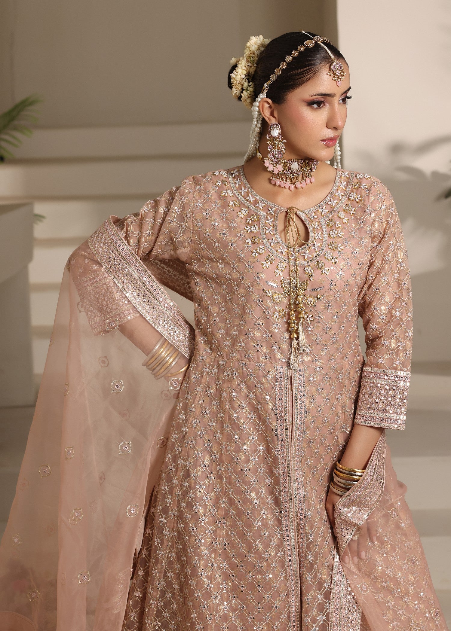 organza Maxi in Peach pink