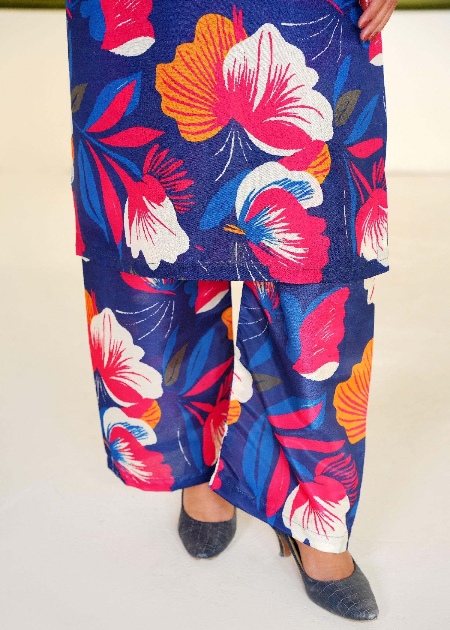 poly silk Co Ord Sets in Midnight blue