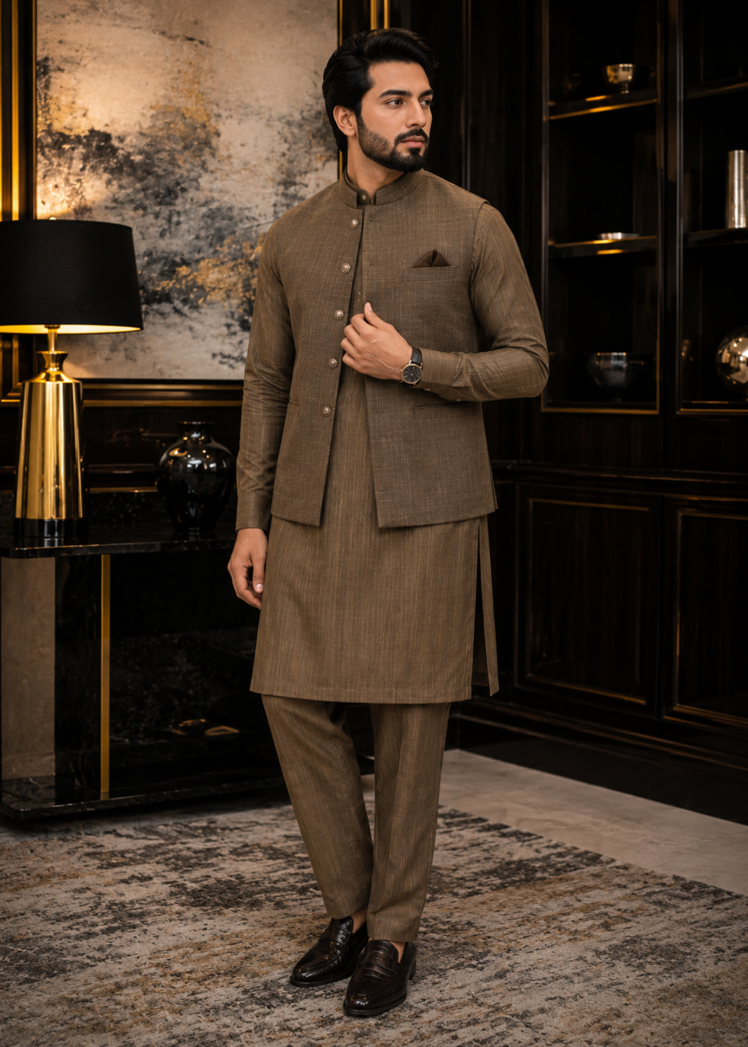 wash & wear Waistcoat in Golden brown