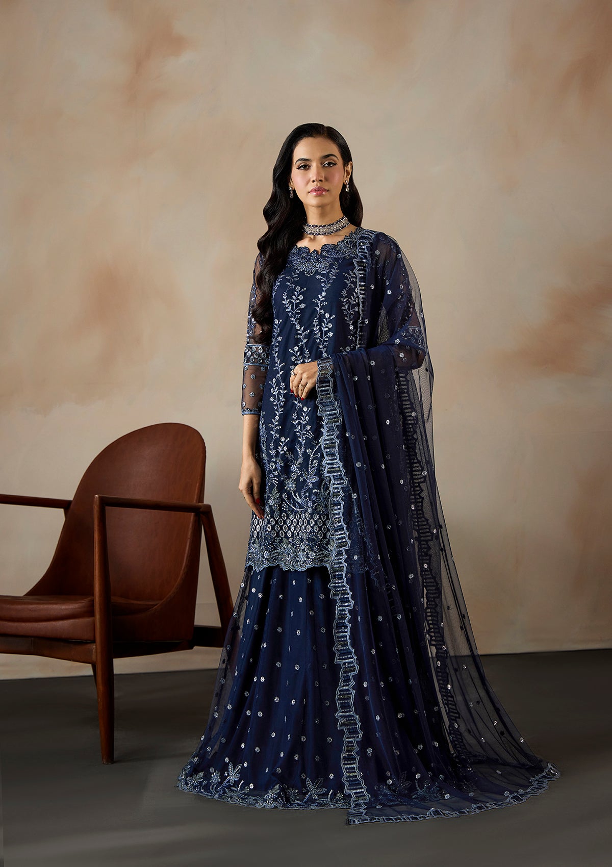 net Unstitched in Navy blue