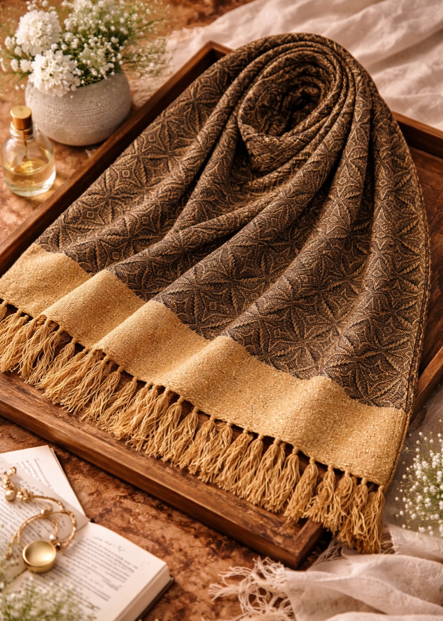 Shawl in Camel brown Color by - Trendy Women Shawl YGZ4983