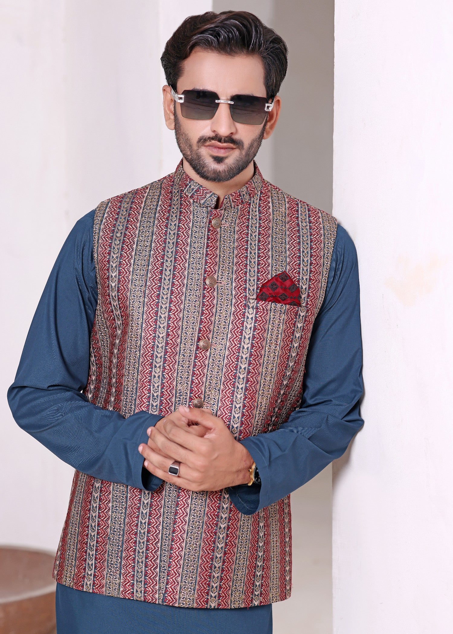 jamawar Waistcoat in Multi