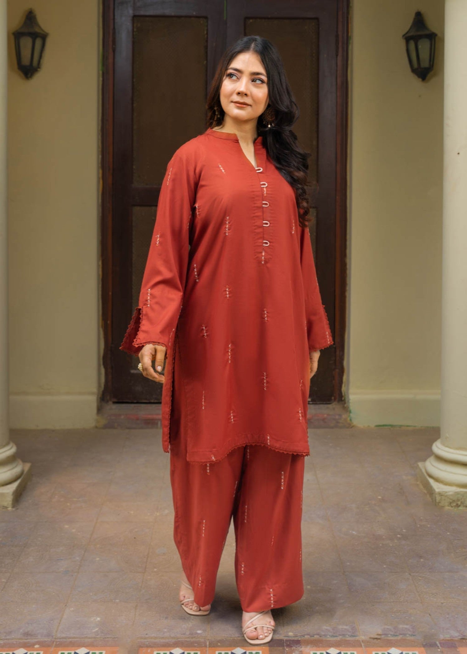 wash & wear Co Ord Sets in Rust orange