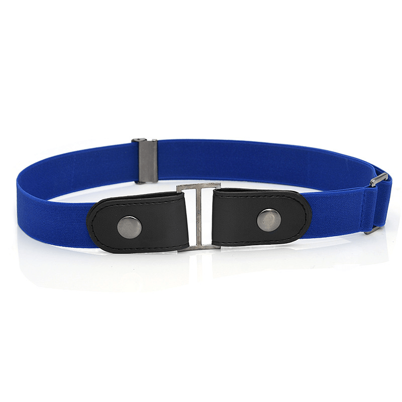 Faux Leather Slim Stretch Invisible Belt Jeans Lazy Belt