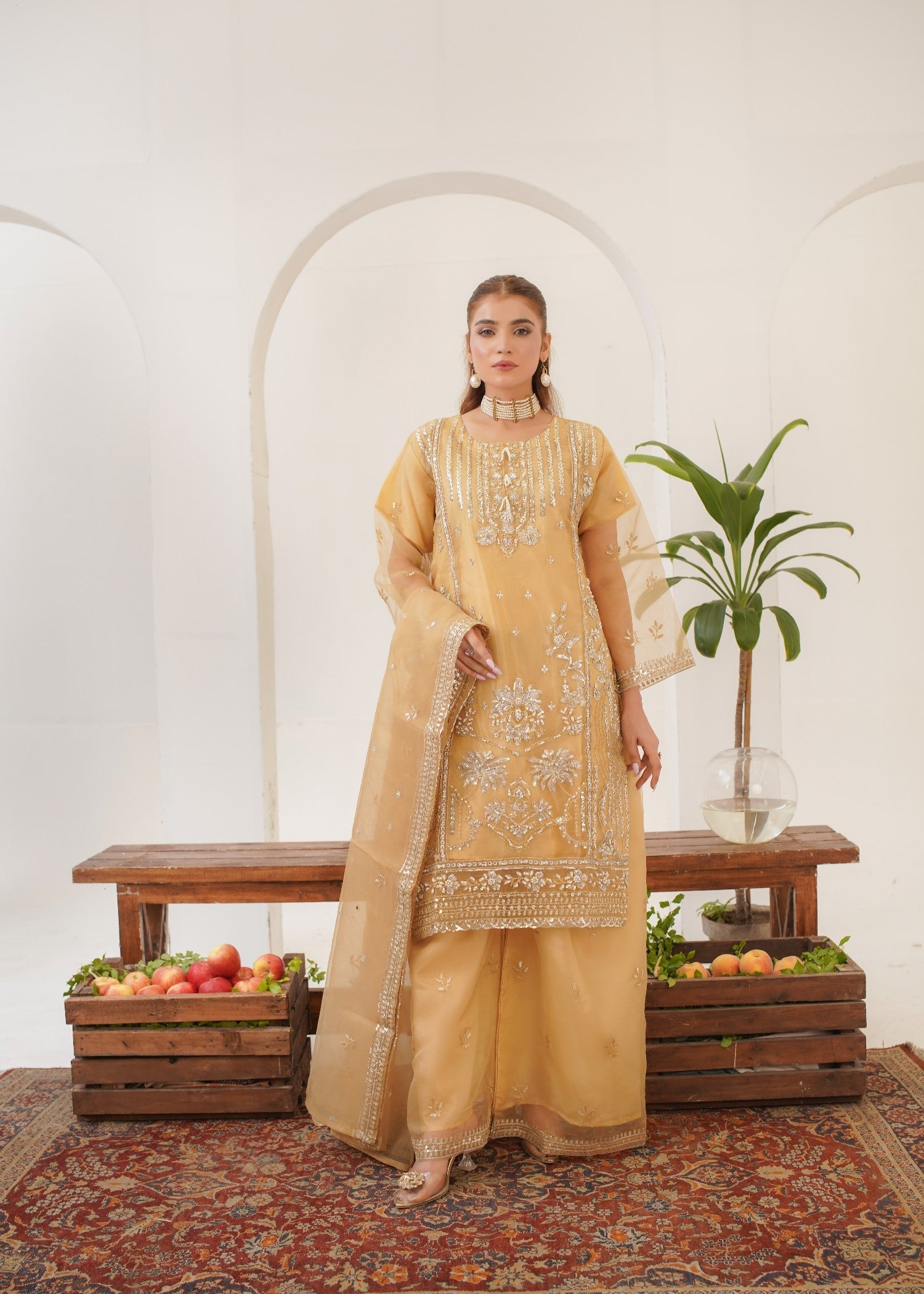 organza Sharara in Beige