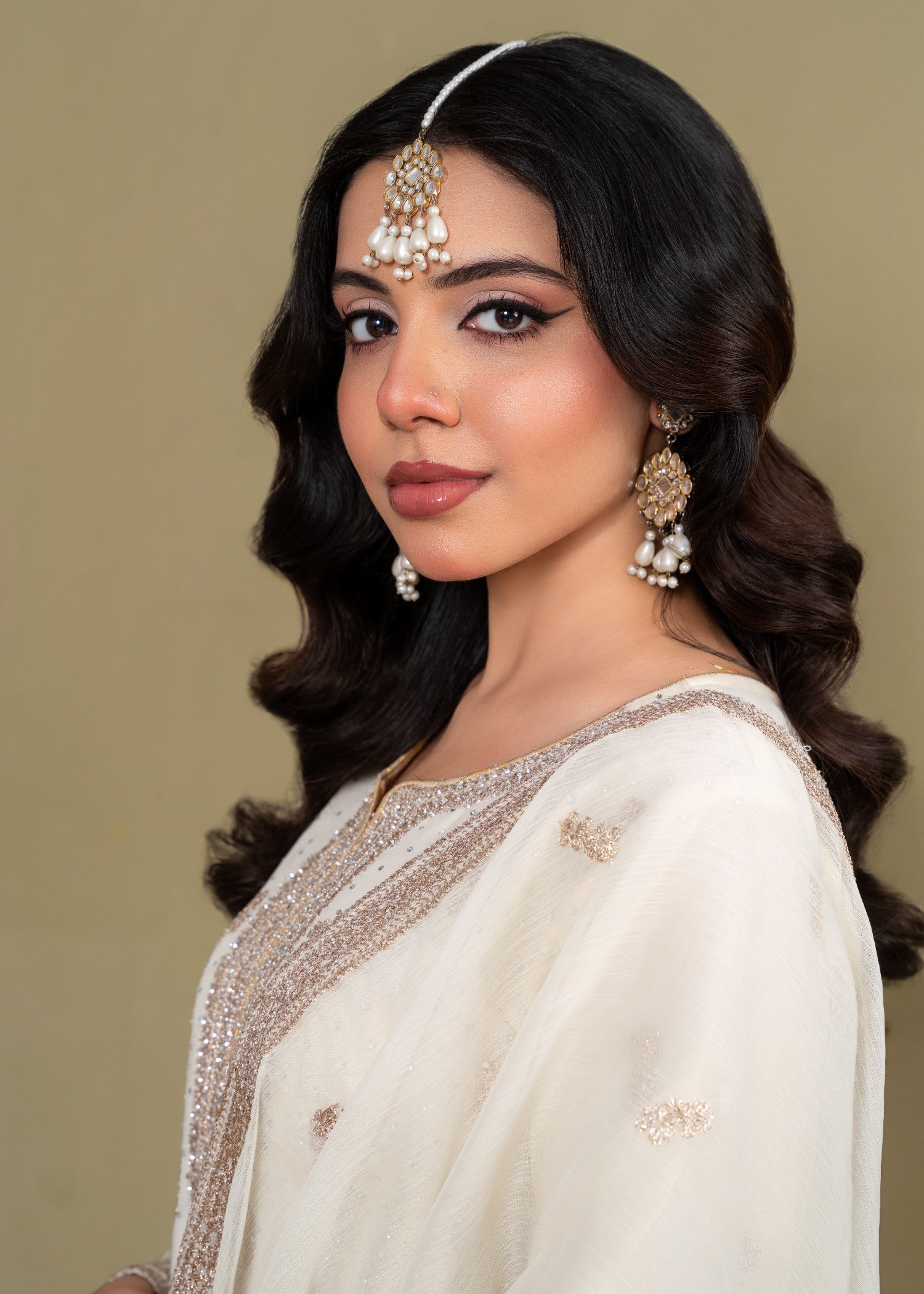 chiffon Gharara in Cream