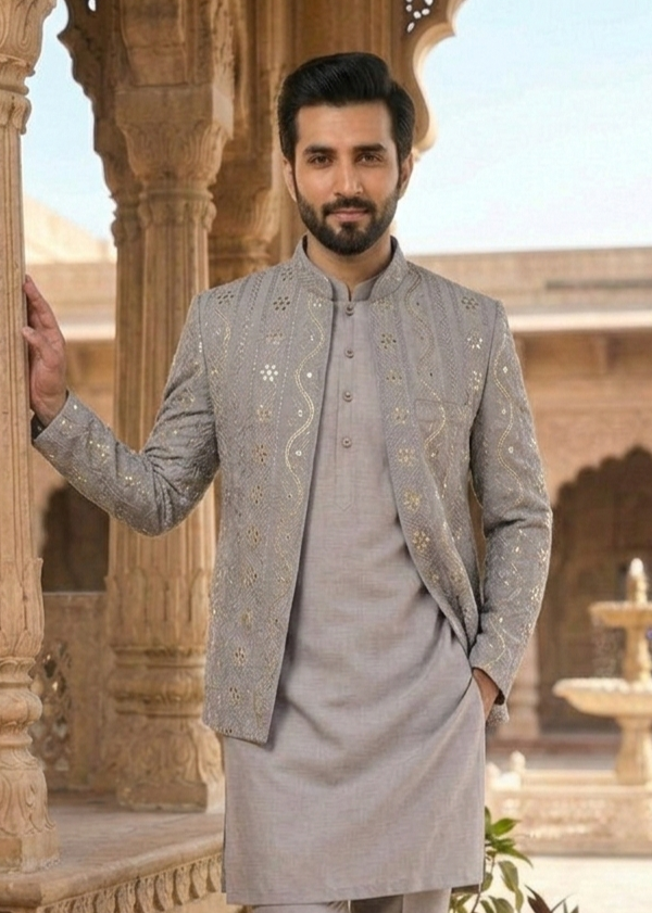silk Prince Coat in Slate grey