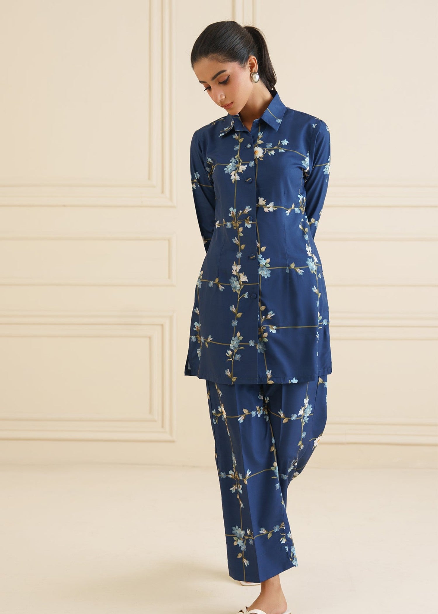 crepe Co ord Sets in Blue