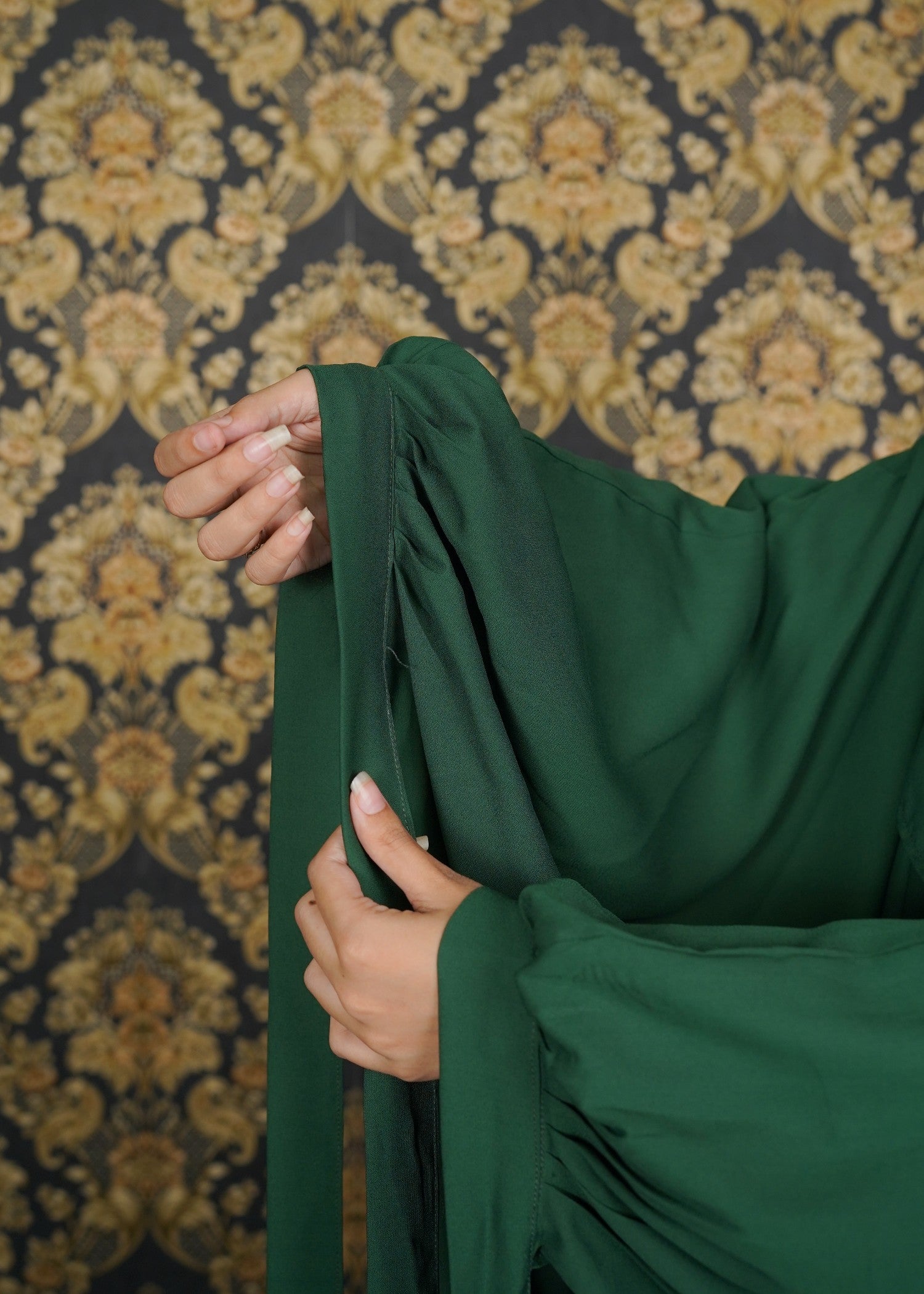 georgette chiffon Abaya in Bottle green