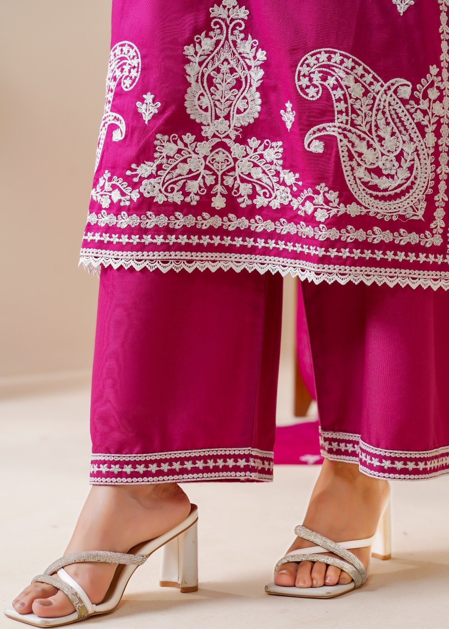 cotton Kurta Set in Hot pink