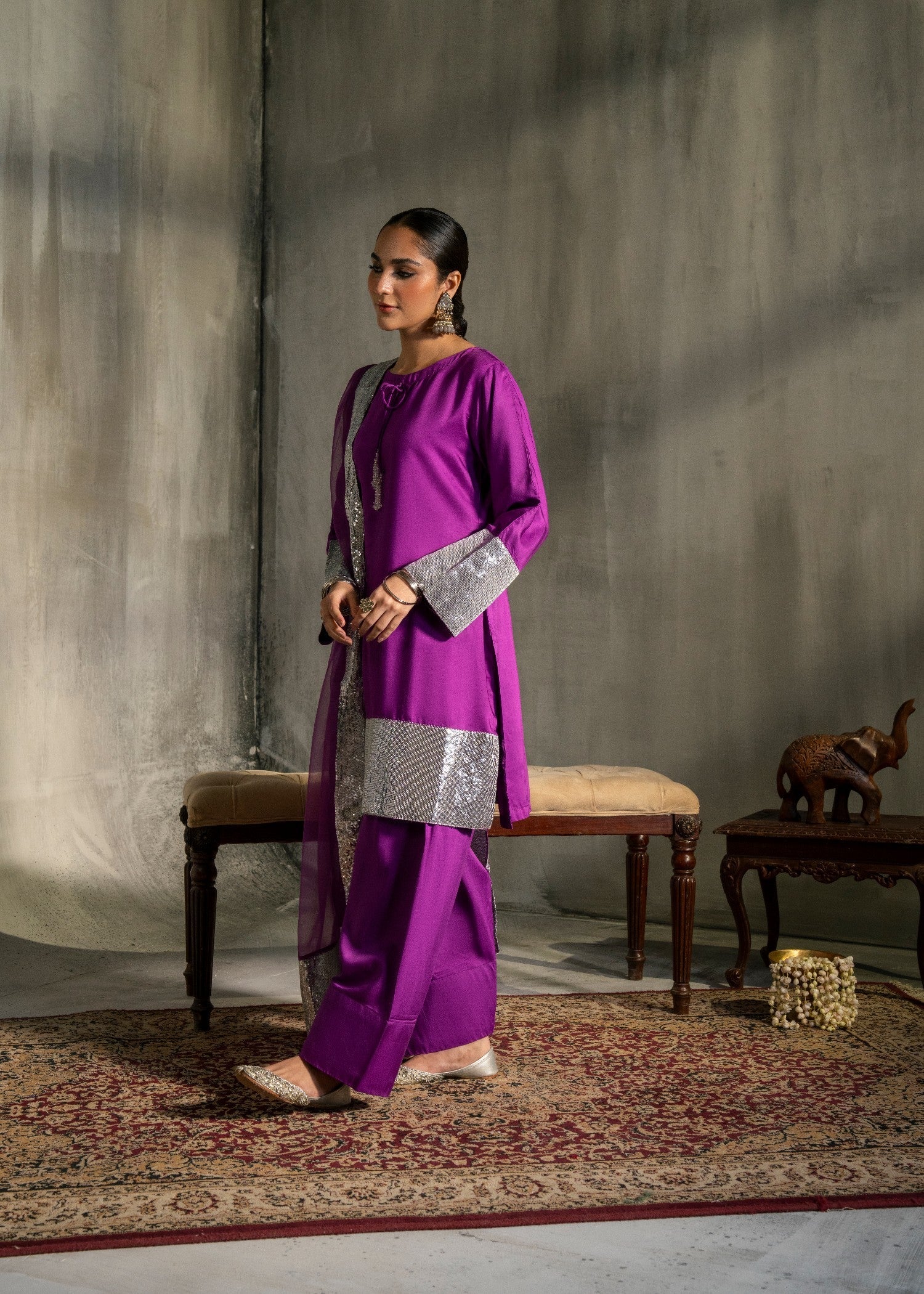 viscose Kurta Set in Magenta