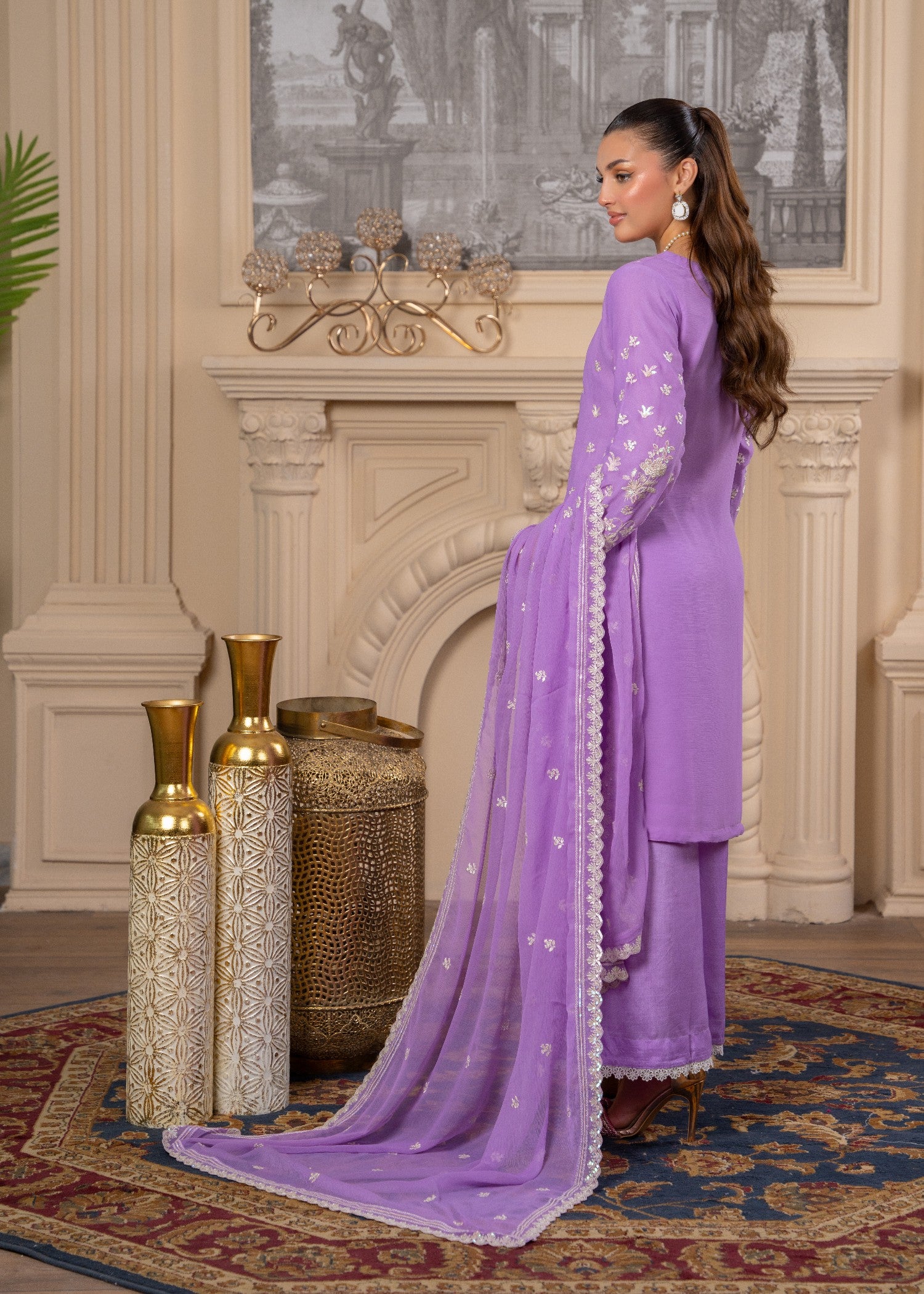 crinkle Kurta Set in Lavender