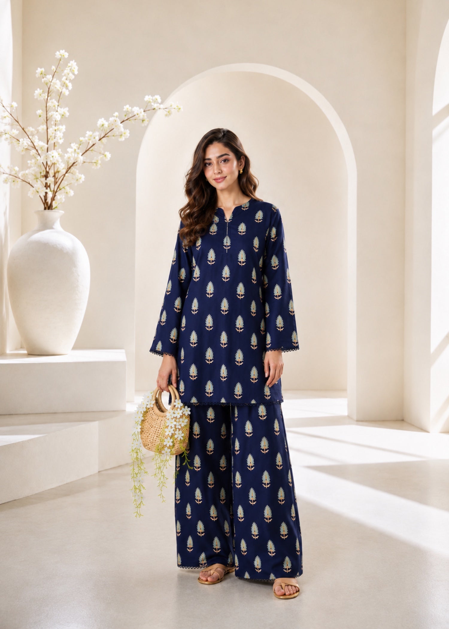 linen Co Ord Sets in Navy blue