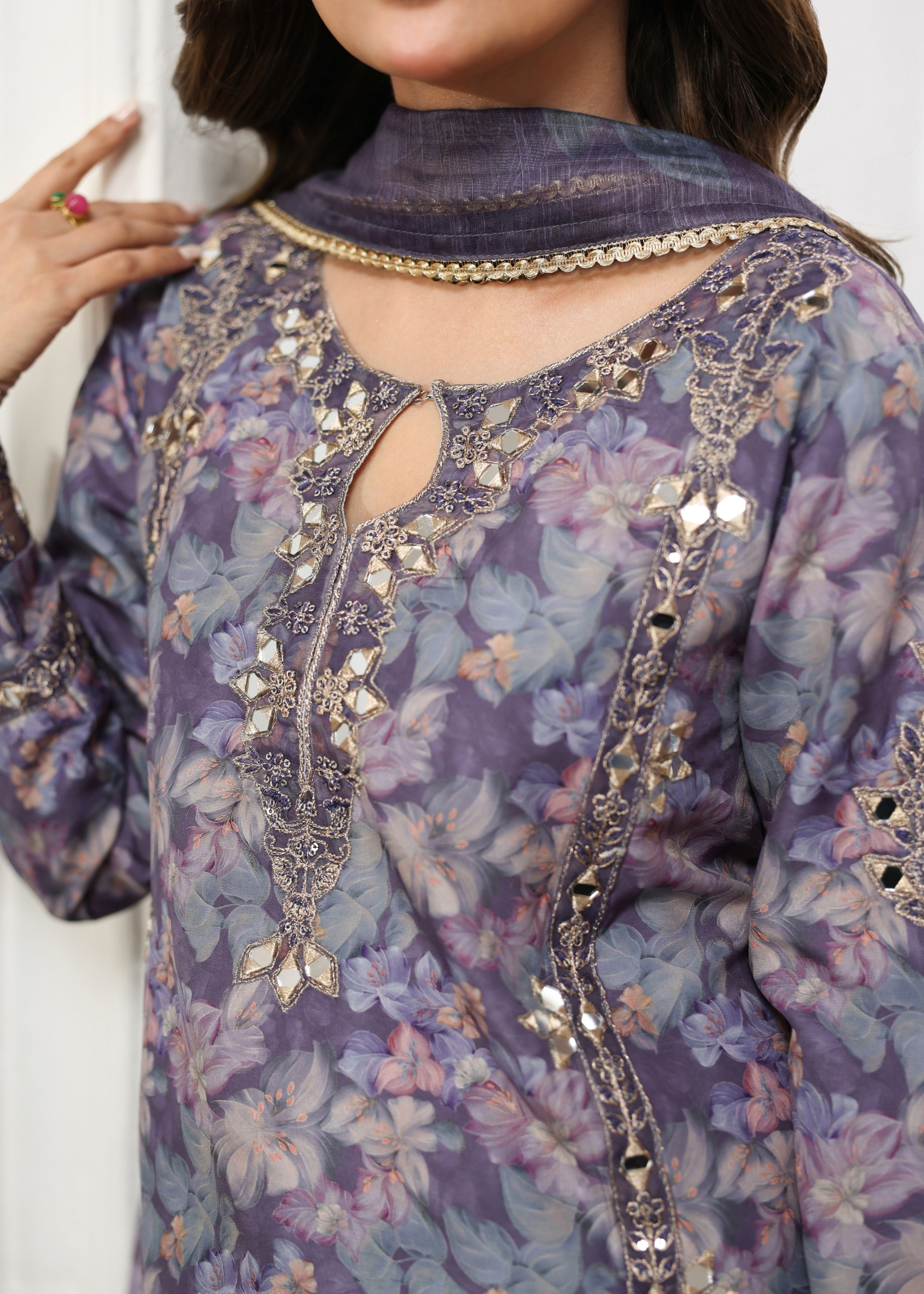 silk Kurta Set in Royal amethyst