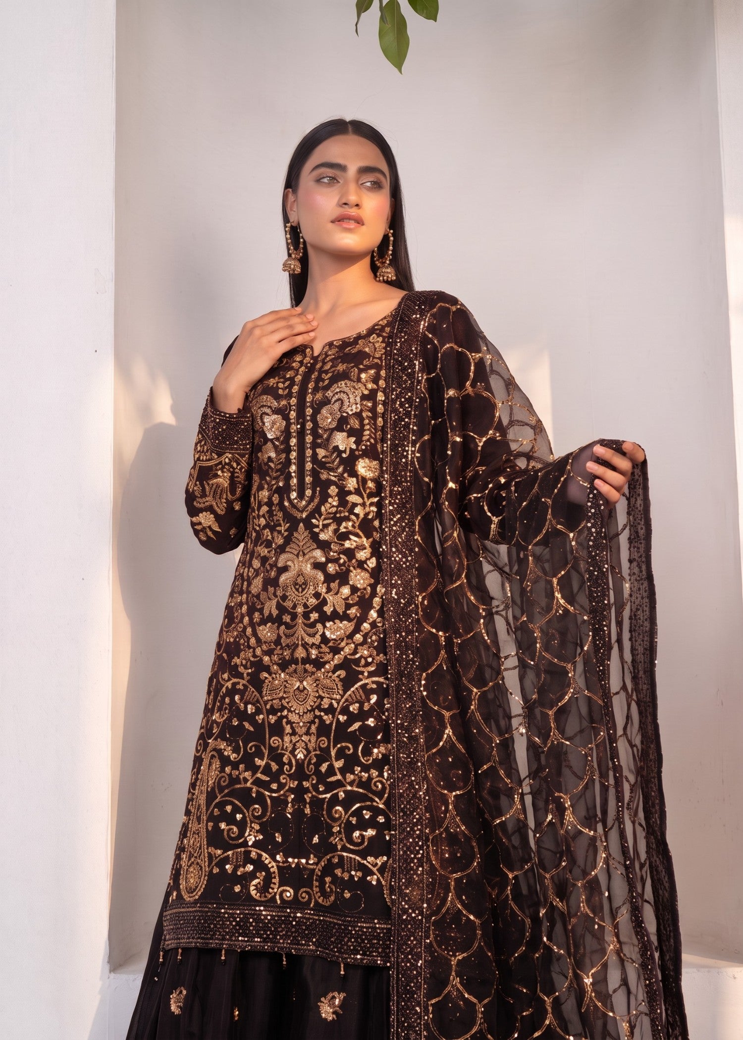 viscose Gharara in Black